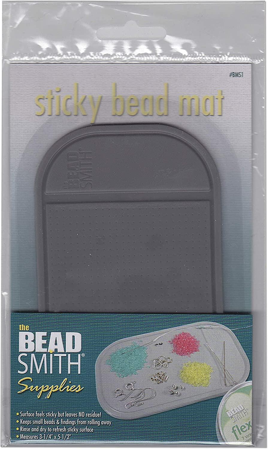 The Beadsmith Sticky Bead Mat, 5.5 x 3.25 inches, Grey Color, AntiSlip