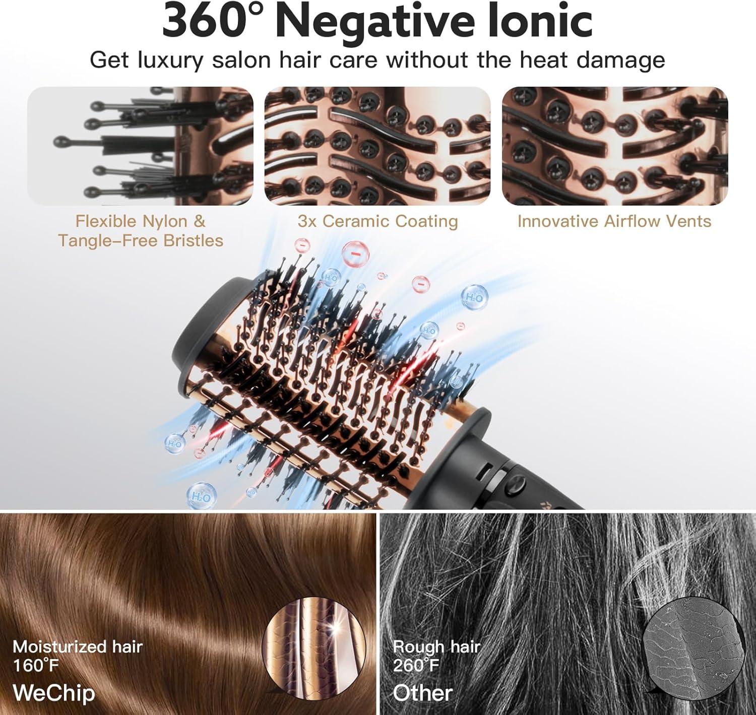 WeChip 2 in 1 Hot Air Brush - Detachable Hair Dryer & Ceramic