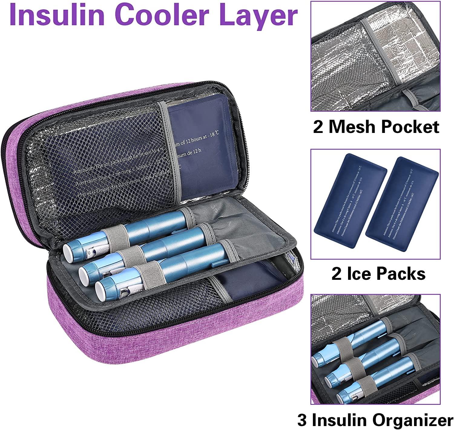 Diabetic Travel Case,Double Layer Insulin Cooler Travel Case for Women