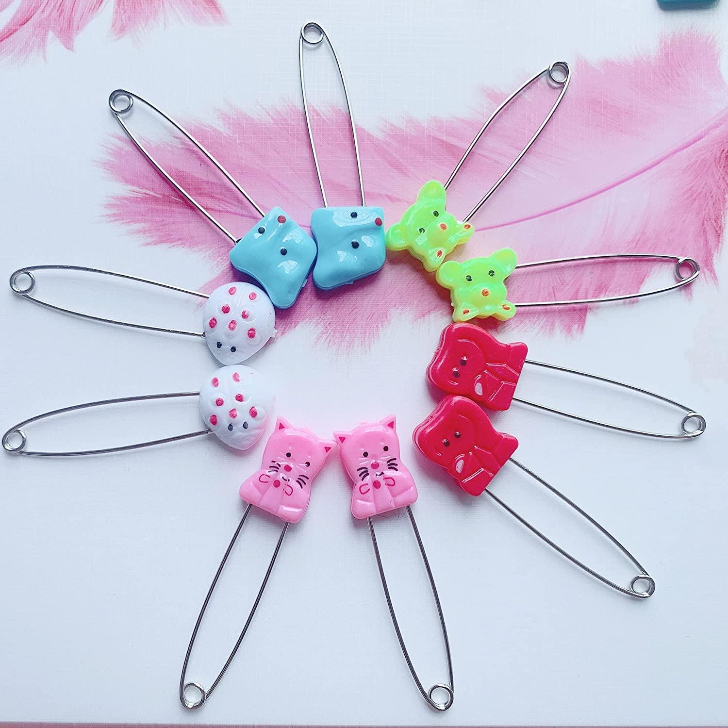 50 Pieces Diaper Pins Baby Safety Pins Head Cloth with Locking