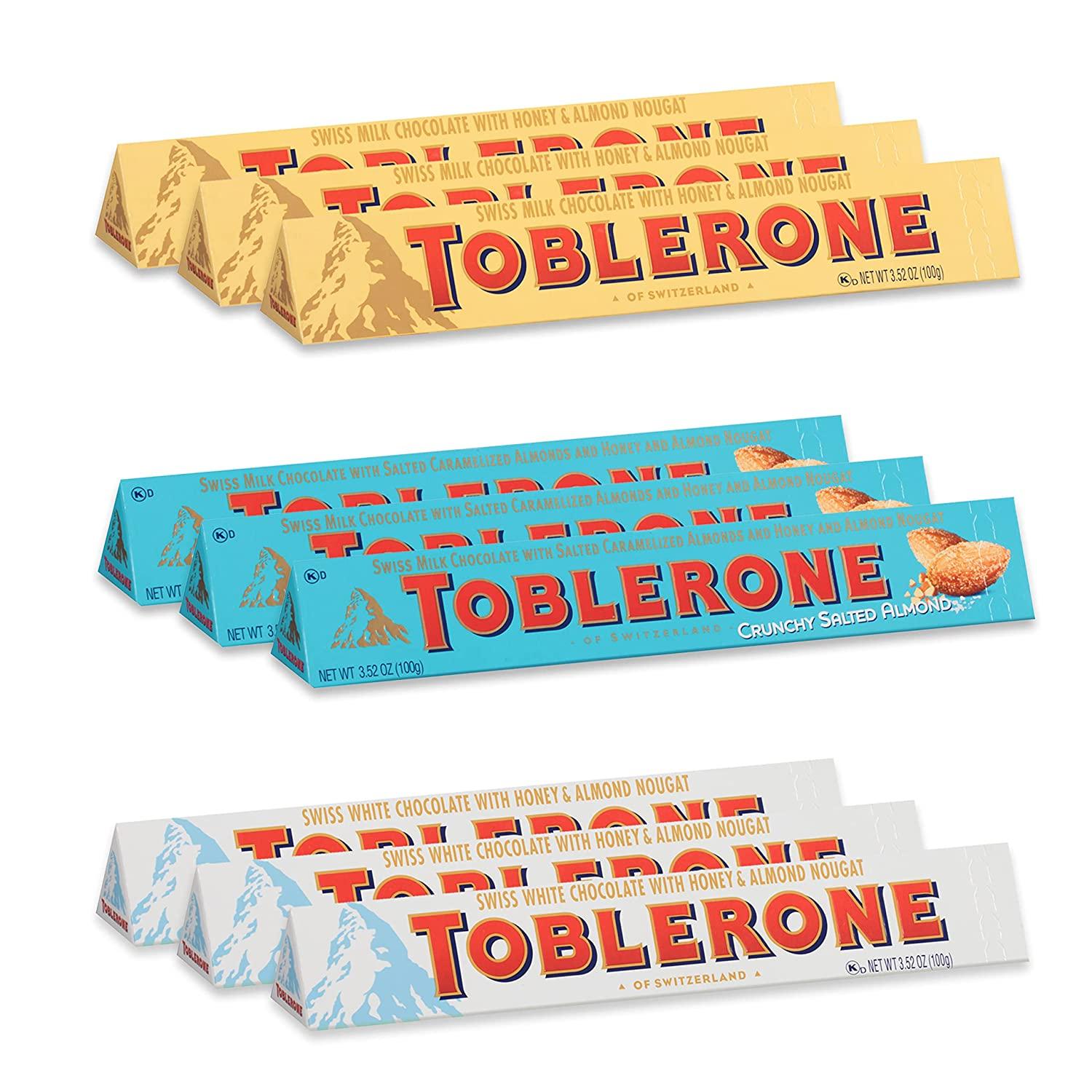 Toblerone Swiss Chocolate Gift Set Milk, White, and Salted Caramel
