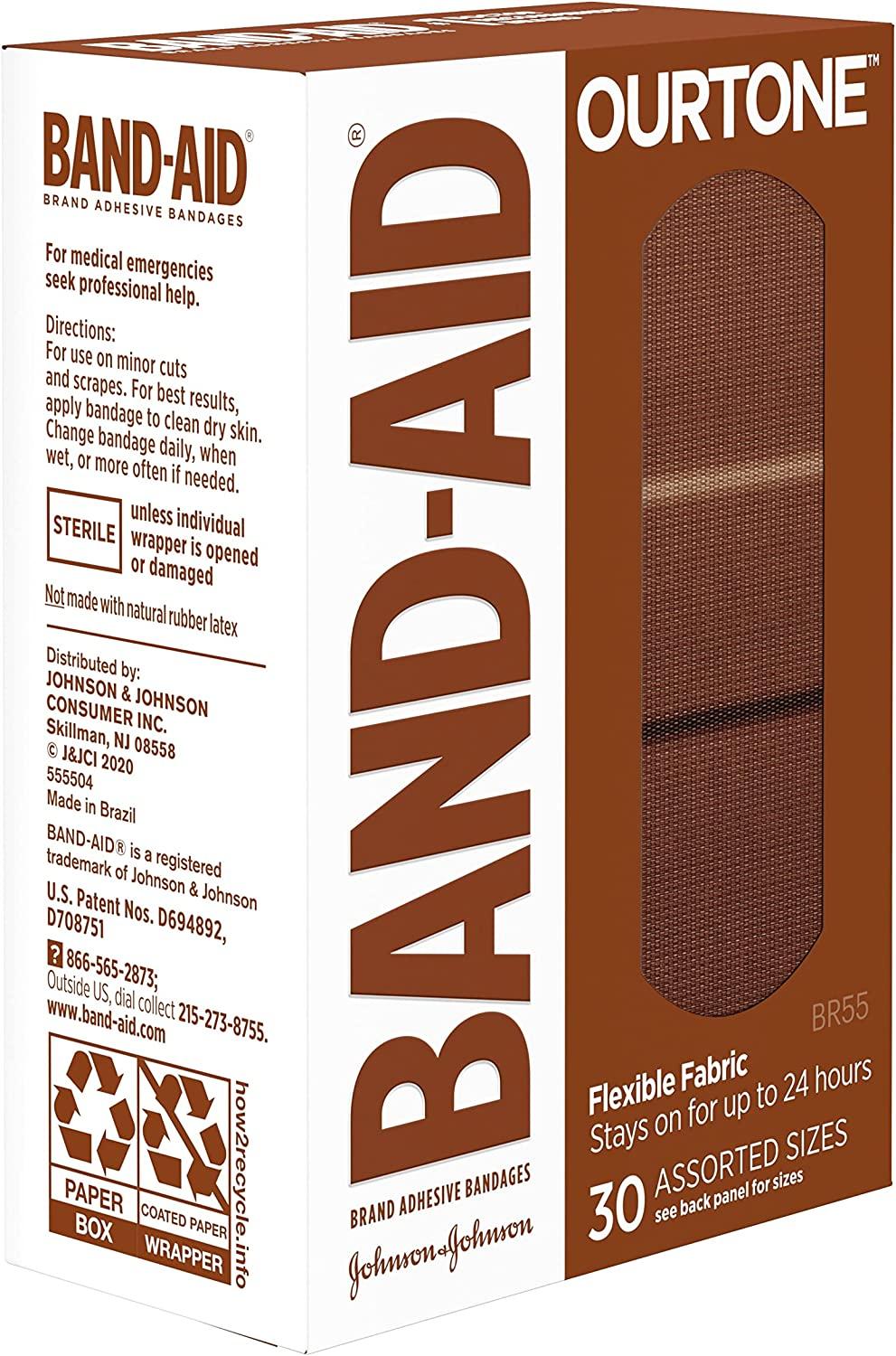 Band-Aid Brand Ourtone Flexible Fabric Adhesive Bandages, Flexible  Protection & Care of Minor Cuts & Scrapes, Quilt-Aid Pad for Painful  Wounds, BR55, Assorted Sizes, 30 Count
