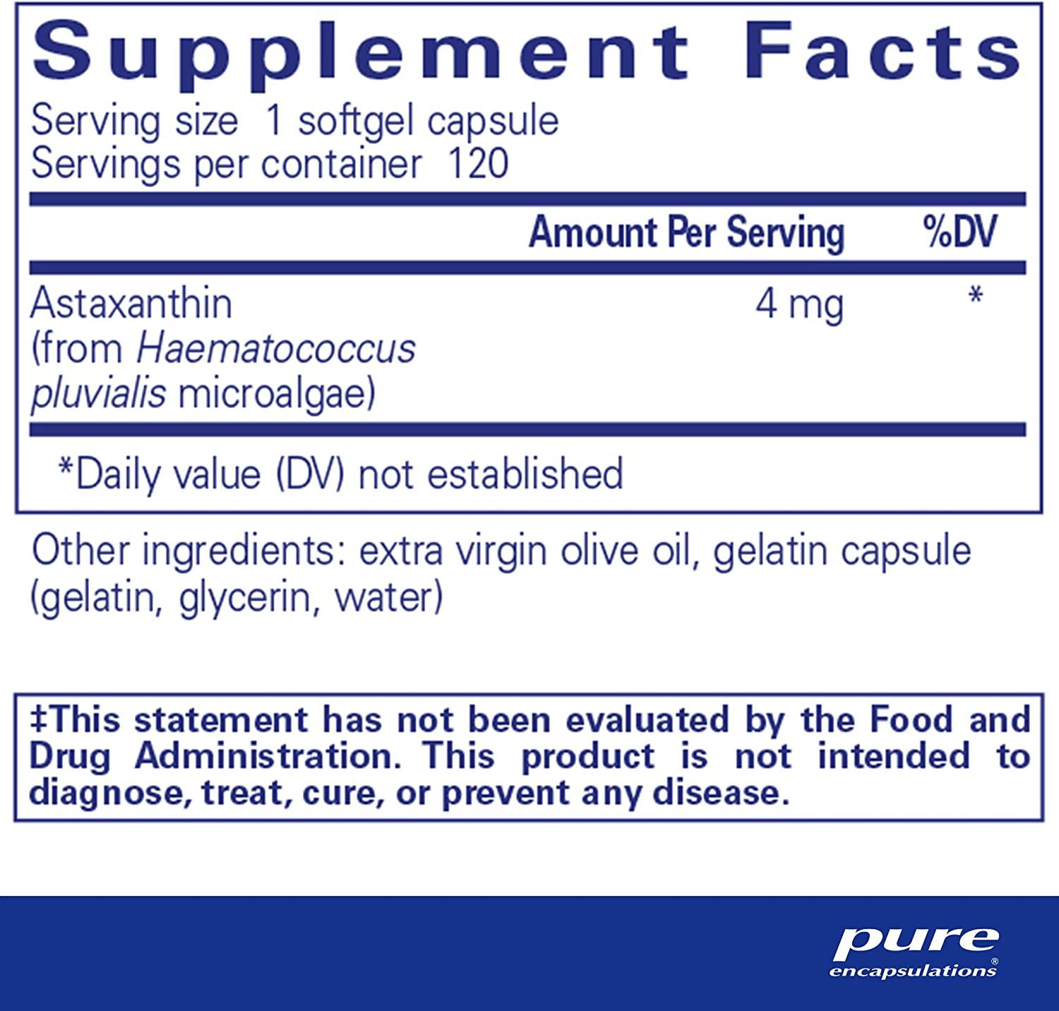 Pure Encapsulations Astaxanthin Antioxidant Supplement for Joints