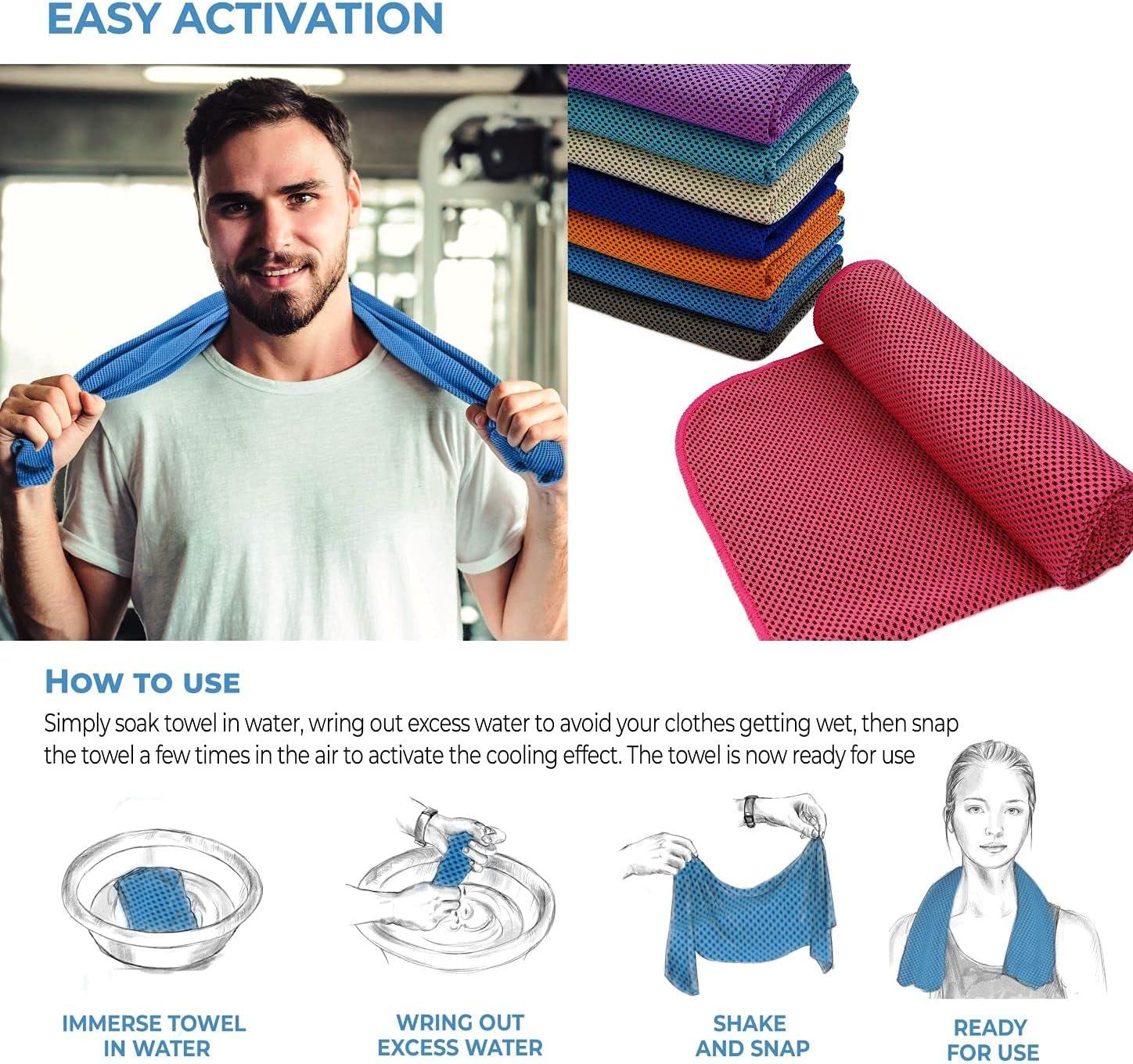 Hero Cooling Towels 2-Pack - Microfiber 40x12 Inch For Sports & Outdoor Activities