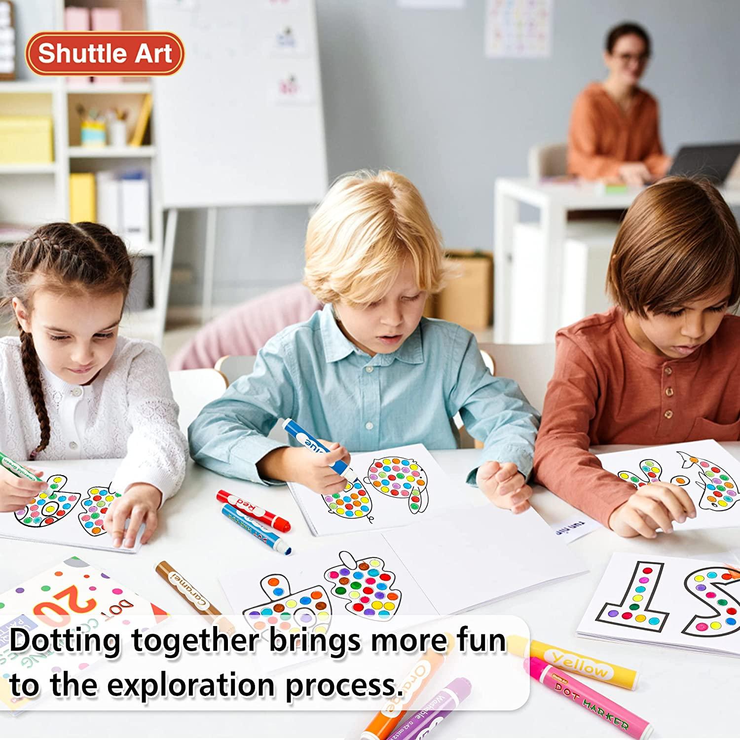 Shuttle Art Dot Markers, 15 Colors Washable Dot Markers for Toddlers