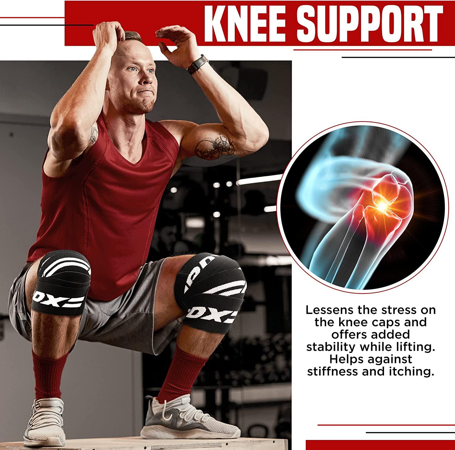 RDX Knee Wraps Pair Weightlifting, IPL & USPA Approved, 78 Elastic Straps for Gym Workout