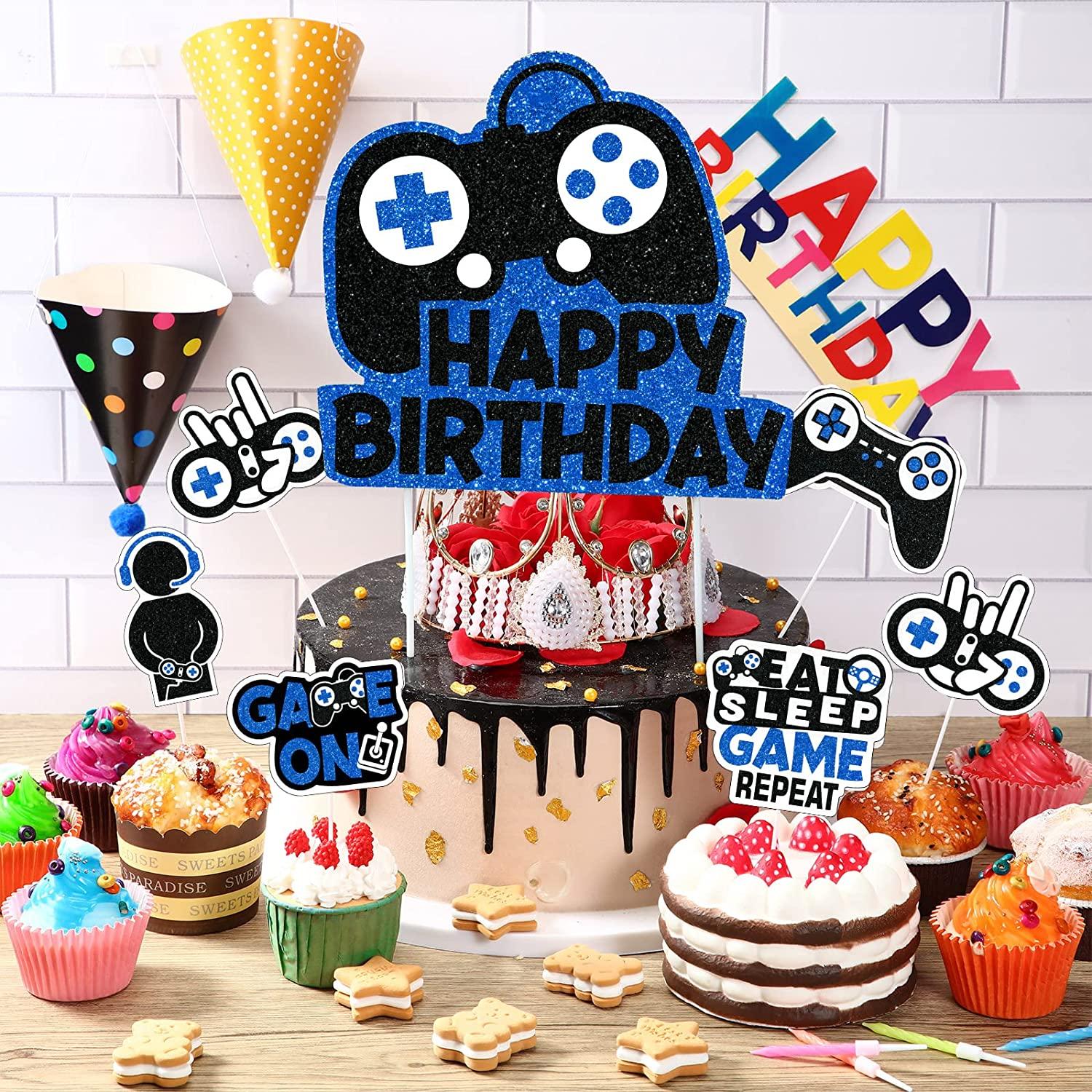  4PCS Level 9 Birthday Cake Toppers - Blue Glitter Video Game  9th Birthday Cake Picks - Boy's Birthday Gaming Theme Cupcake Toppers set -  Level Up Winner Party Decoration Supplies 