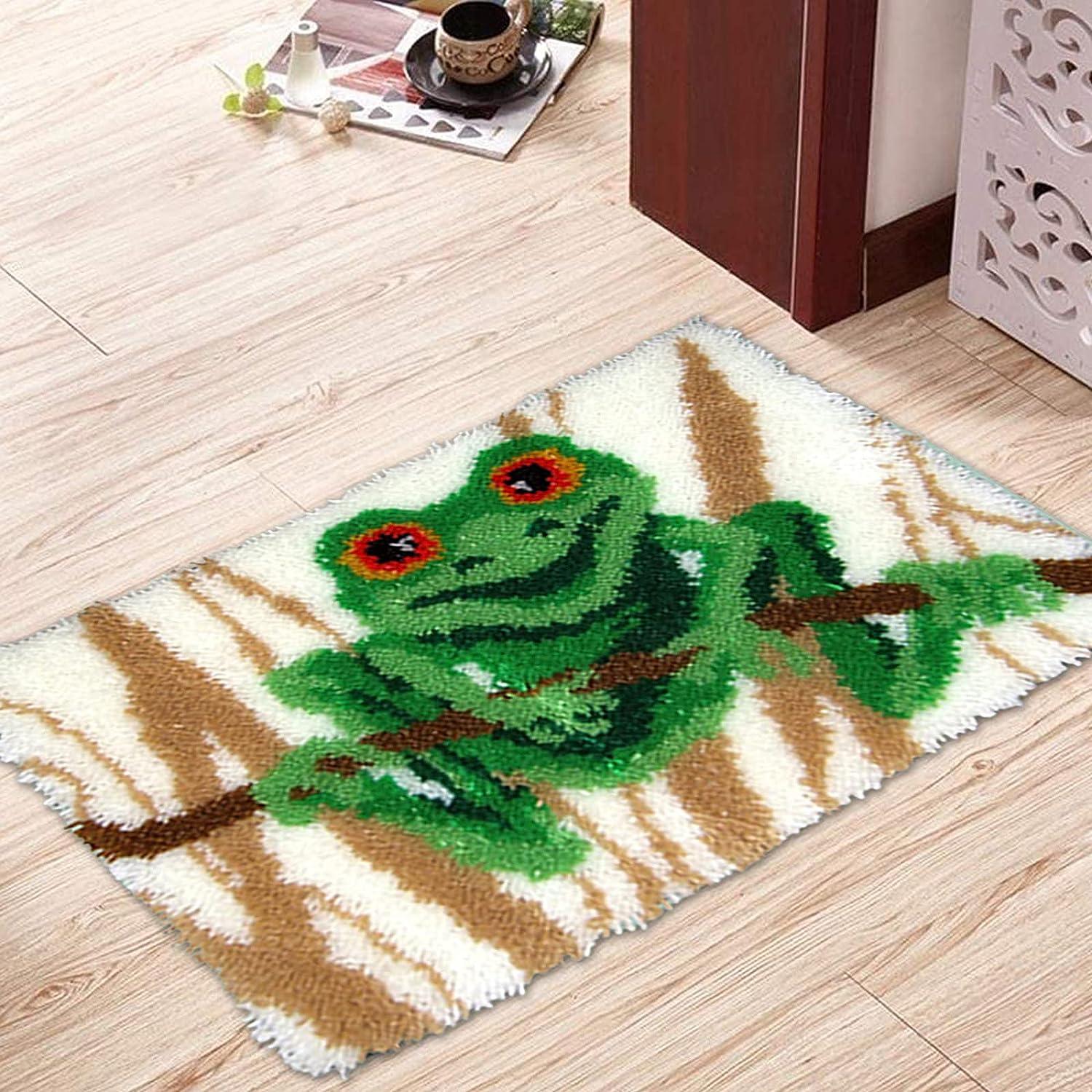 Rug Hooking Kits Latch Hook Kits for Adults Tree Frog Latch Hook Rug Kits  for Kids with Latch Hook and Preprinted Canvas