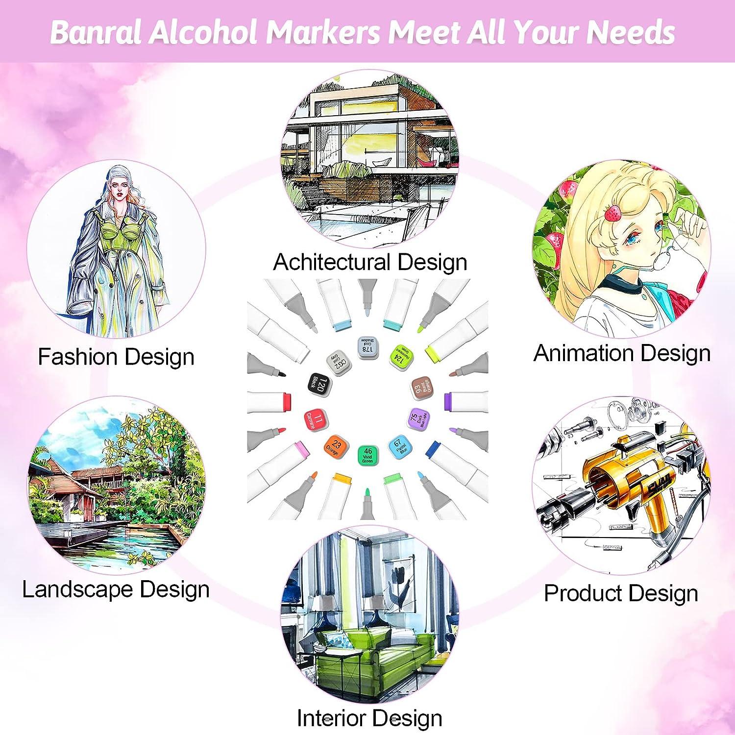 Alcohol Markers, 130 Colors Markers Set, Dual Tips Alcohol-Based Art