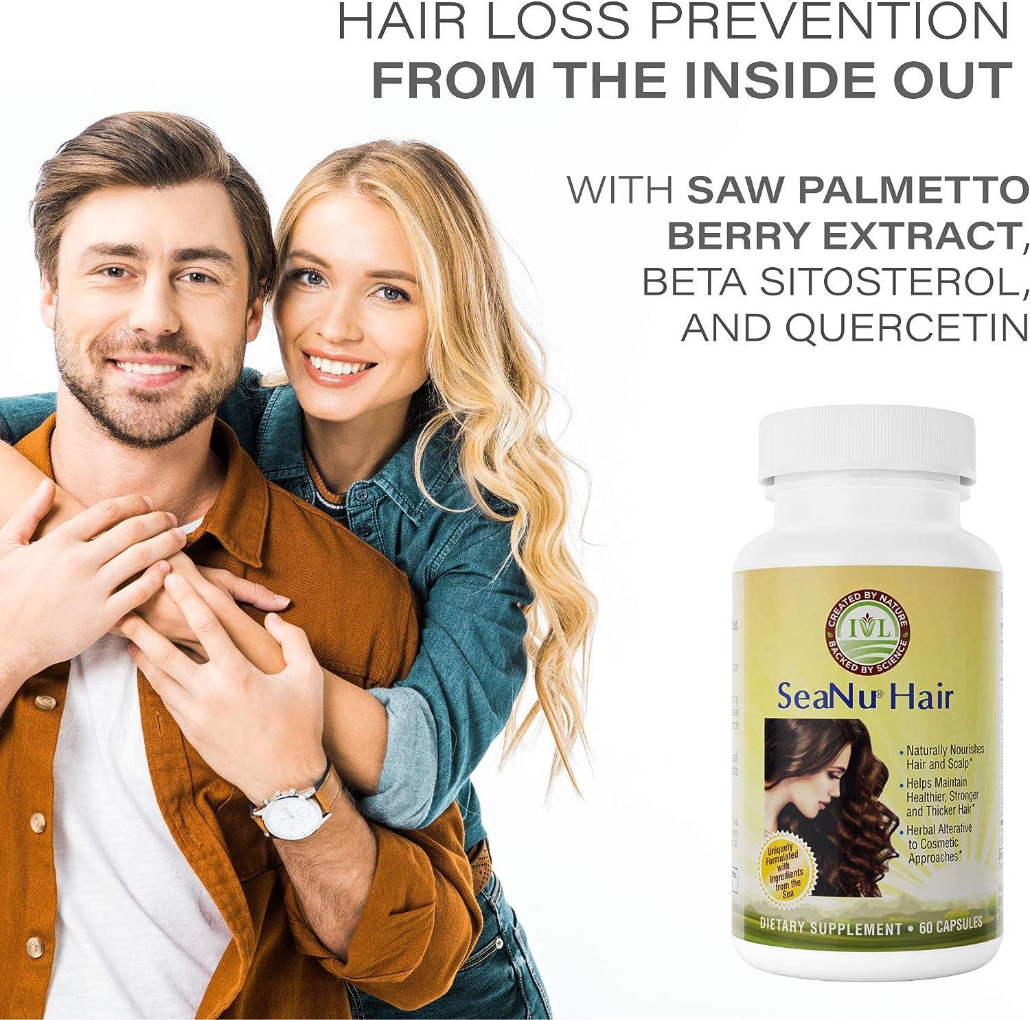 IVL SeaNU Hair Vitamins with Biotin Vitamin B3 Zinc Saw Palmetto Berry Extract Green Lipped