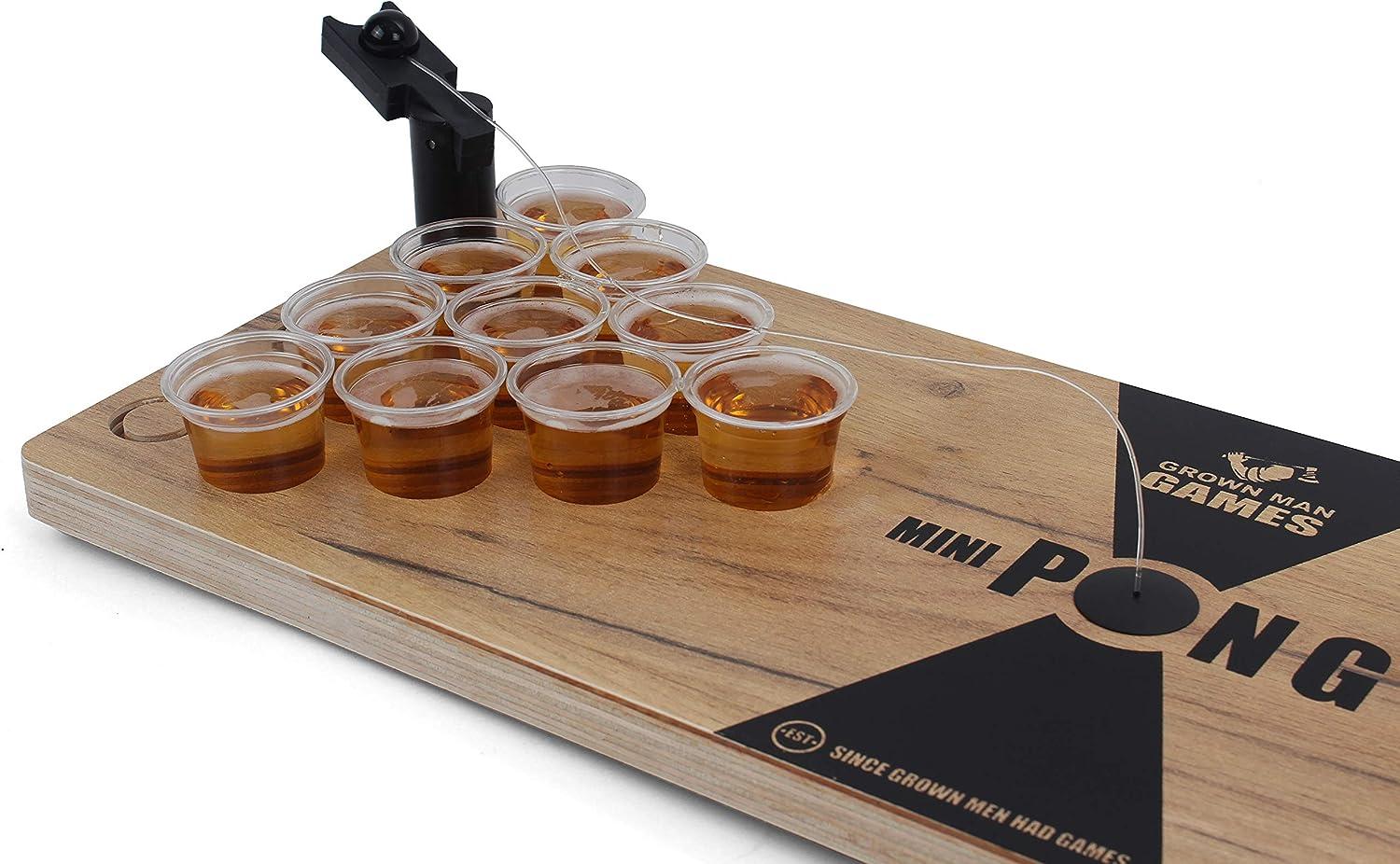 Grown Man Games Mini Beer Pong Set Fun Tabletop Drinking Party Game