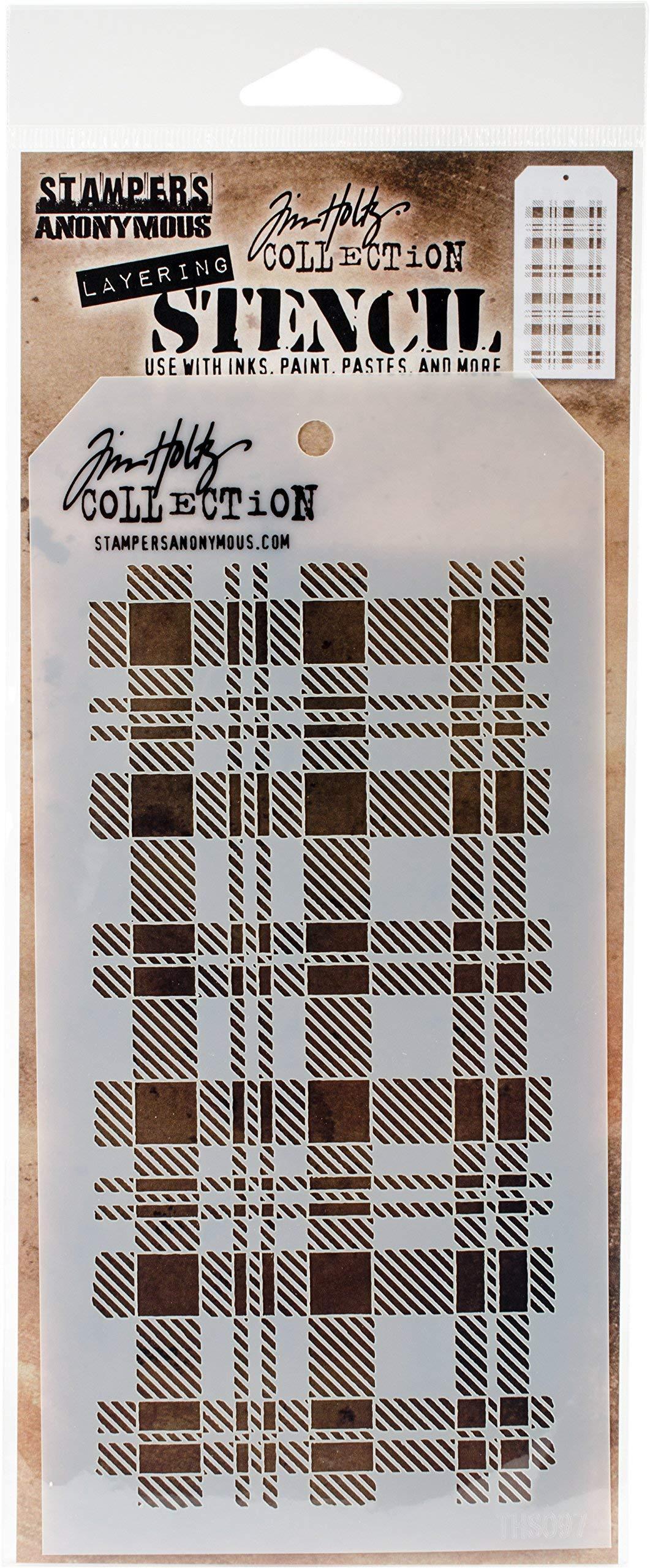 Stampers Anonymous THS097 Tim Holtz Layered Stencil 4.125X8.5-Plaid