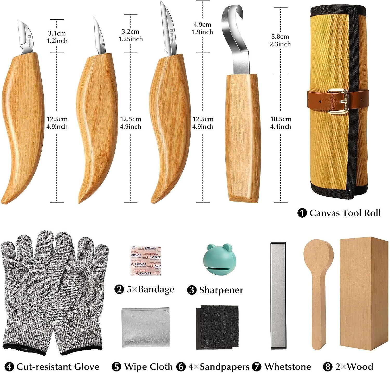 Frephy Wood Carving Kit for Beginners Whittling Kit for Beginners Wood Whittling  Kit with Basswood Wood Blocks 23Pcs Wood Carving Tools Gift Set DIY