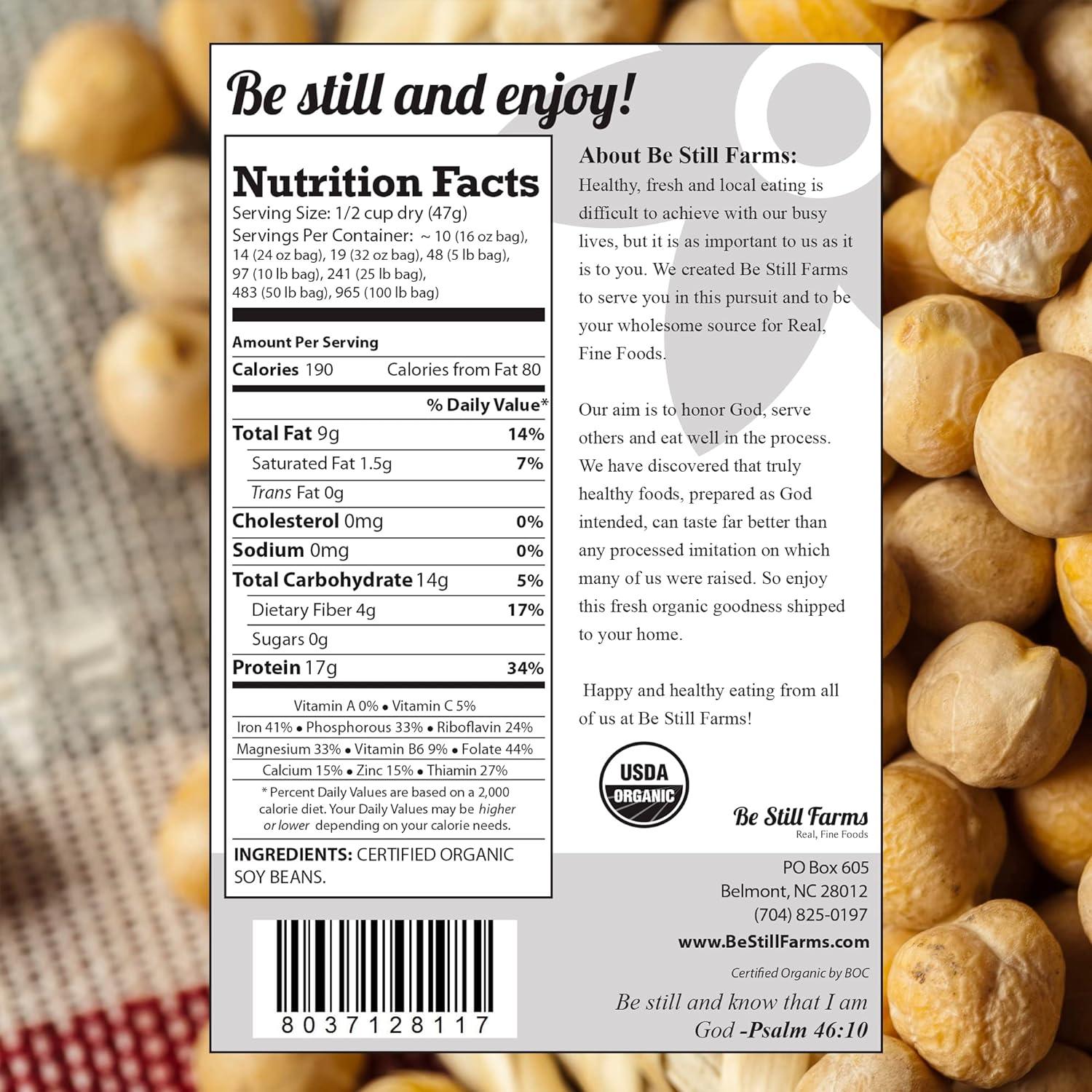 Organic Soybeans Bulk (5 lb) Soy Beans Dry by Be Still Farms aka