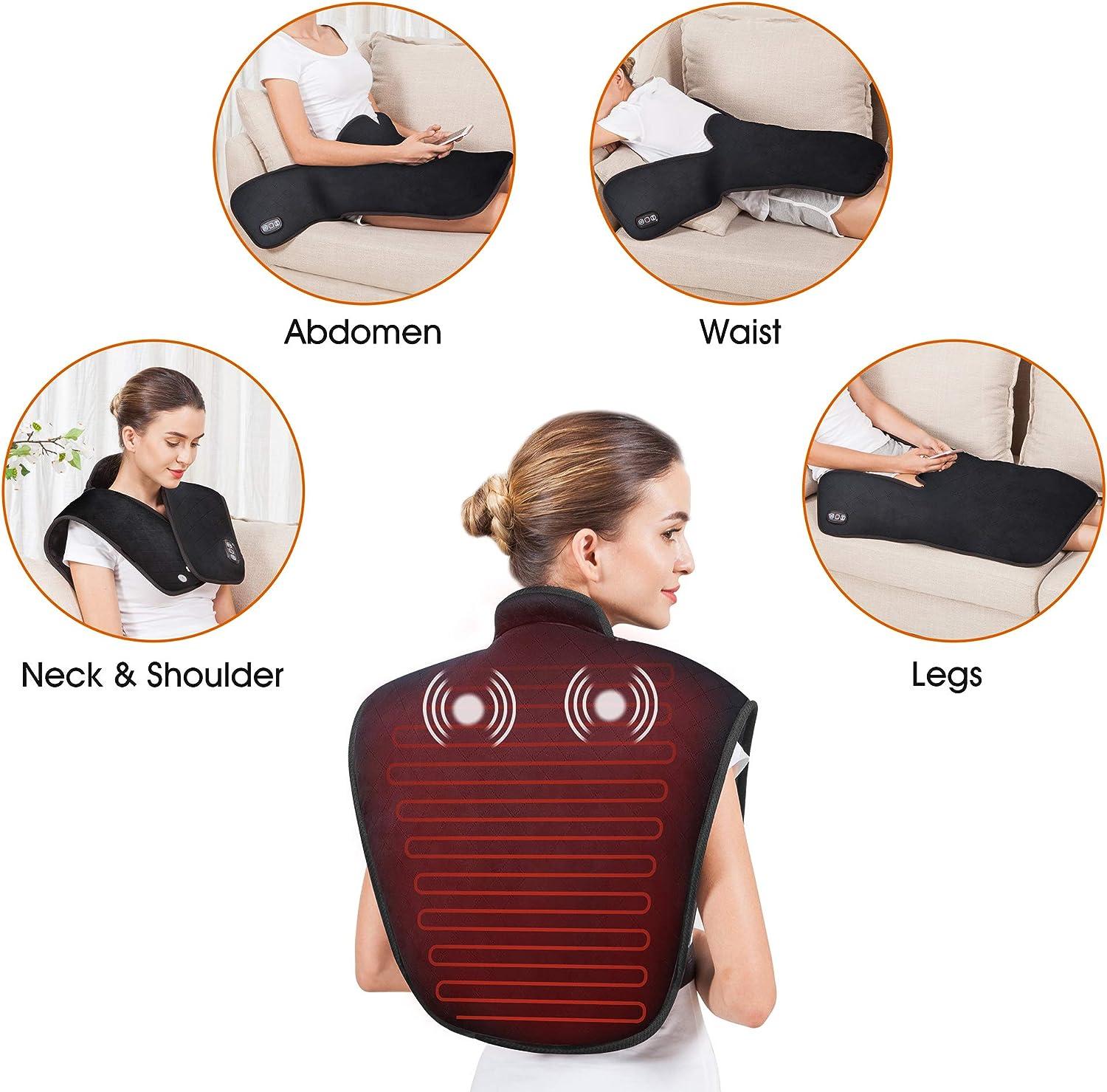 Snailax Electric Heating Pad for Back Pain Relief, Vibrating Heat Pad  Massager for Neck and Shoulders, Gifts 