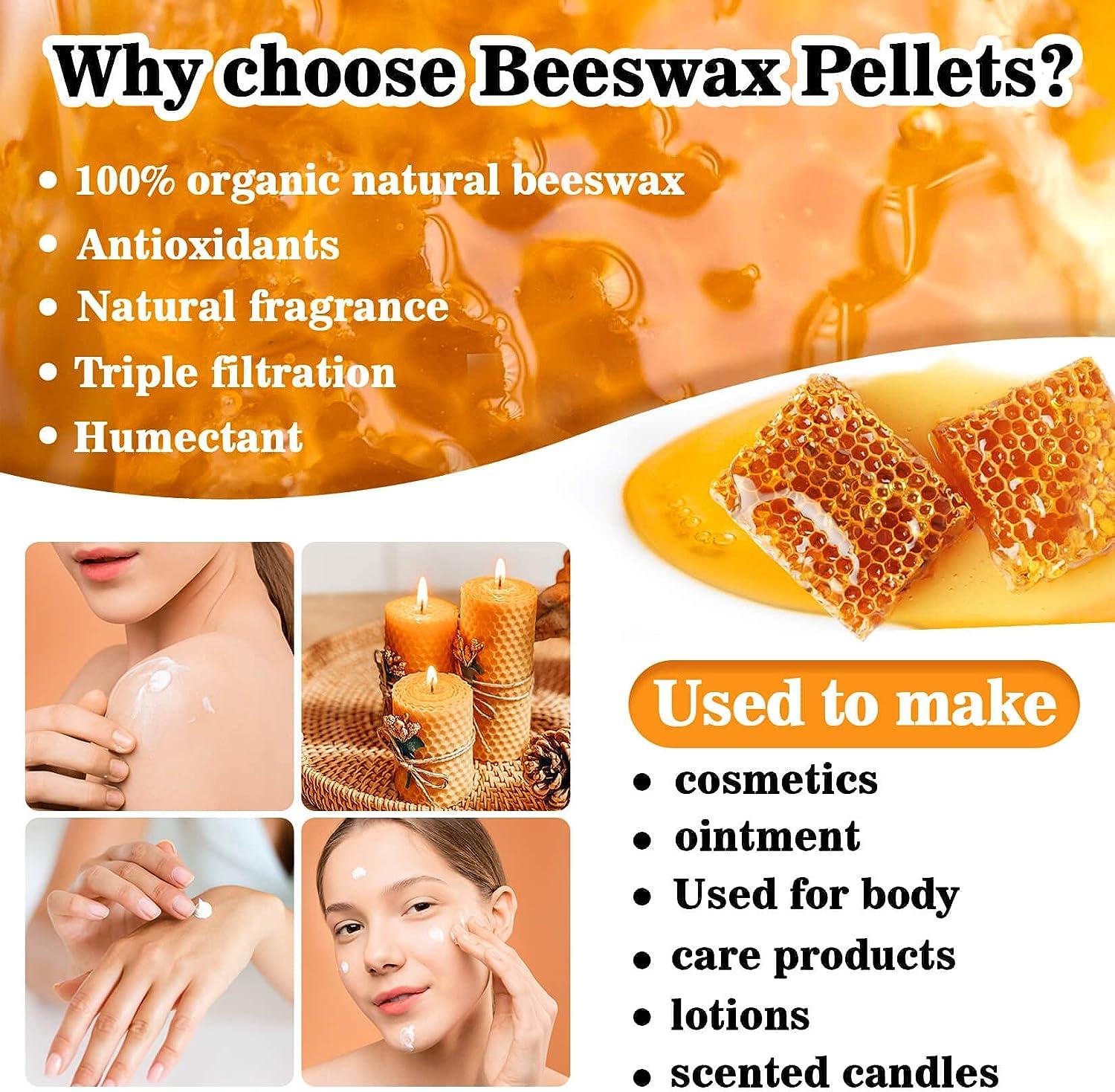 Yellow Organic Natural Beeswax Pellets - CARGEN 453g 100% Beeswax Pastilles  Pure Bulk Bees Wax Pellets Food Grade for DIY Beewax Making Candles Skin  Care Lip Balm Soap Lotion (1lb)