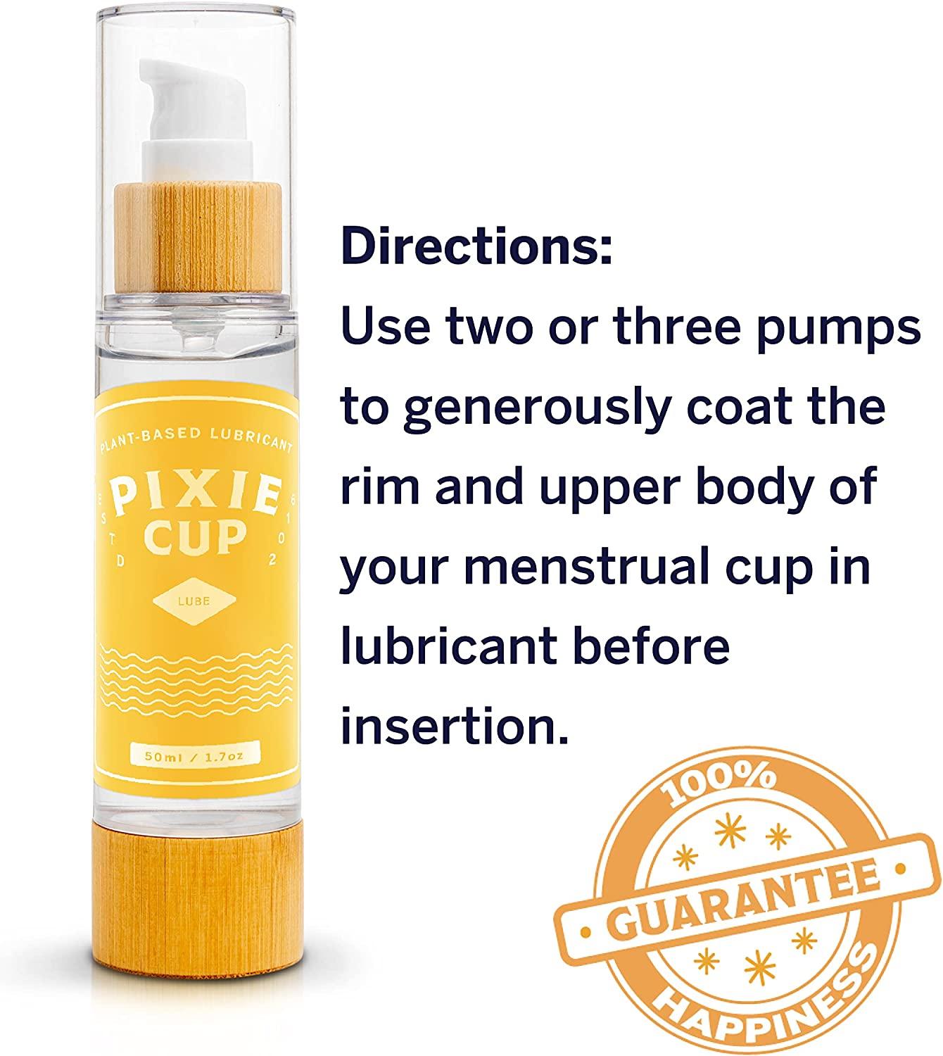 Pixie Menstrual Cup Lube - 1.7 oz All Natural Water-Based Lubricant for  Easy Insertion