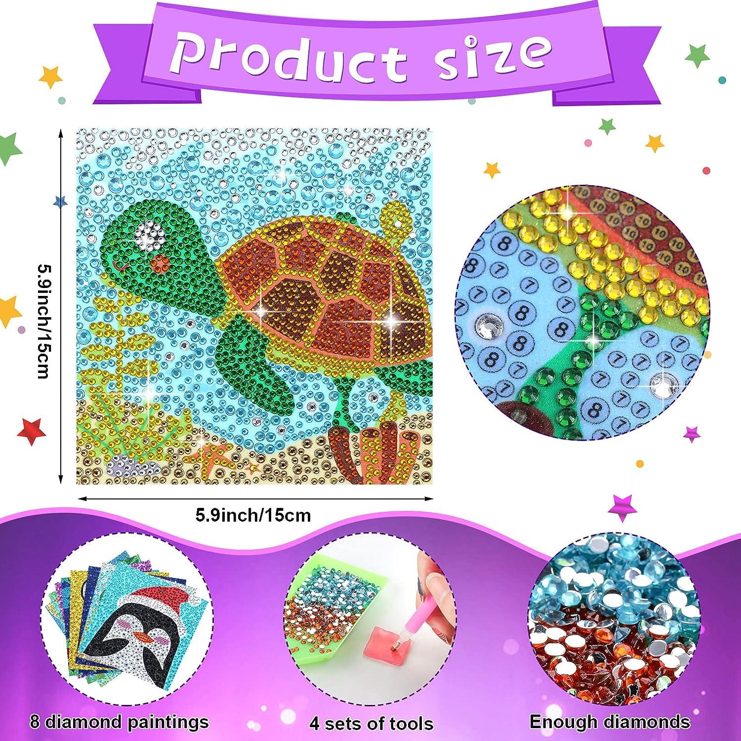 thumbnail image 2 of 4 Pack Animals Diamond Art Kits For Kids & Beginners | 5D Full Round Drill Diamond Painting Mosaic (6x6 Inch) 2 of 13