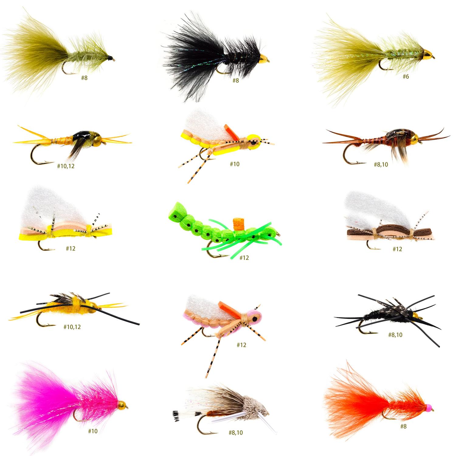 ROKC Producing Fly Fishing Flies Assortment, Dry Flies, Wet Flies, Nymphs,  Streamers Flies, Caddis, Hopper