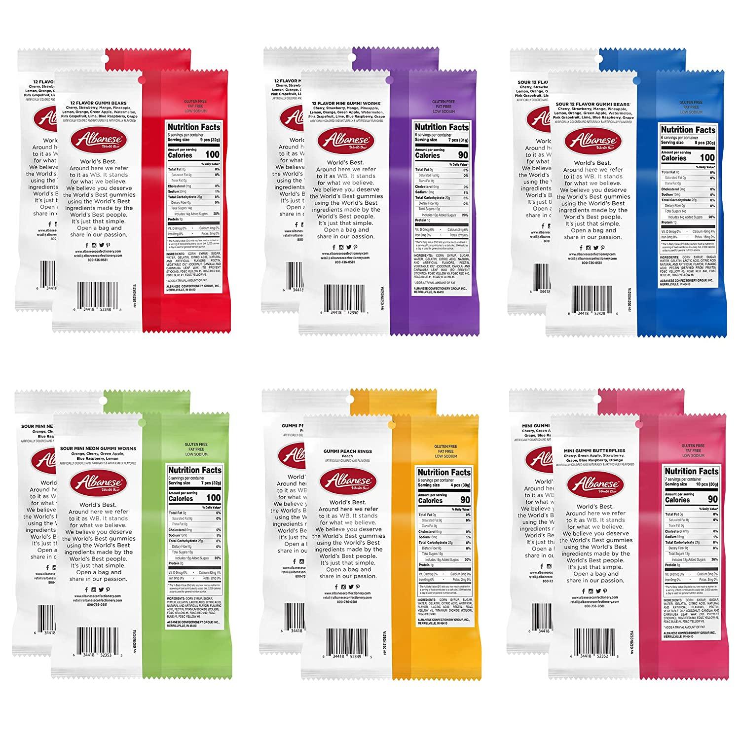 Albanese World's Best Gummi Variety Pack 12 Flavor and Sour Bears