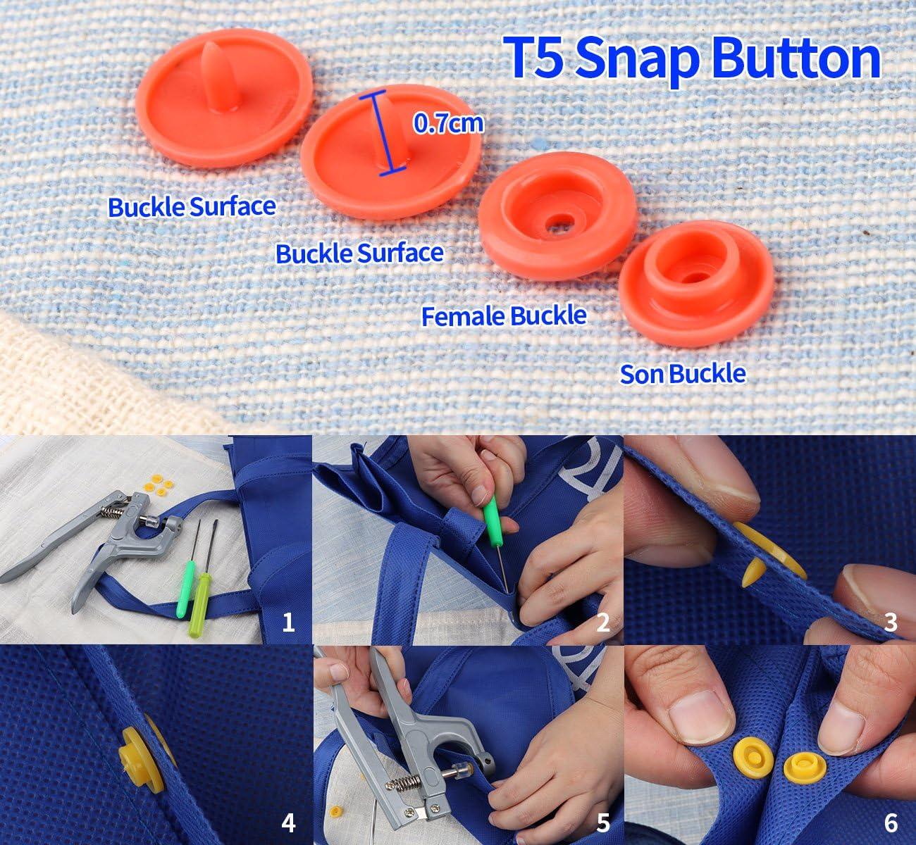 Original KAM Snaps Starter Fasteners Kit -360pcs KAMsnaps Size 20 + Snap  Pliers for Crafts Clothing 360 set T5 snaps + Plier