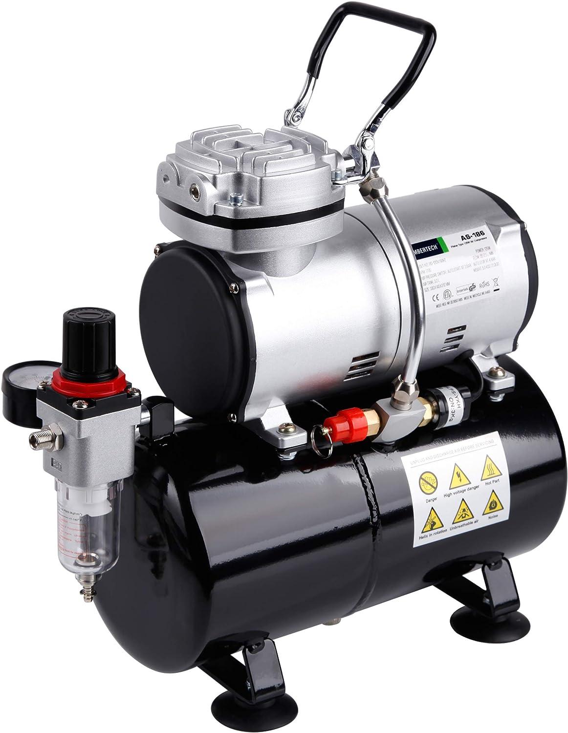 Timbertech Airbrush Compressor High-performance Single-Piston Oil-free Mini  Compressor AS186 with 3L Tank Regulator Moisture Trap for Hobby Cake  Decoration Body Tattoo Graphic and so on