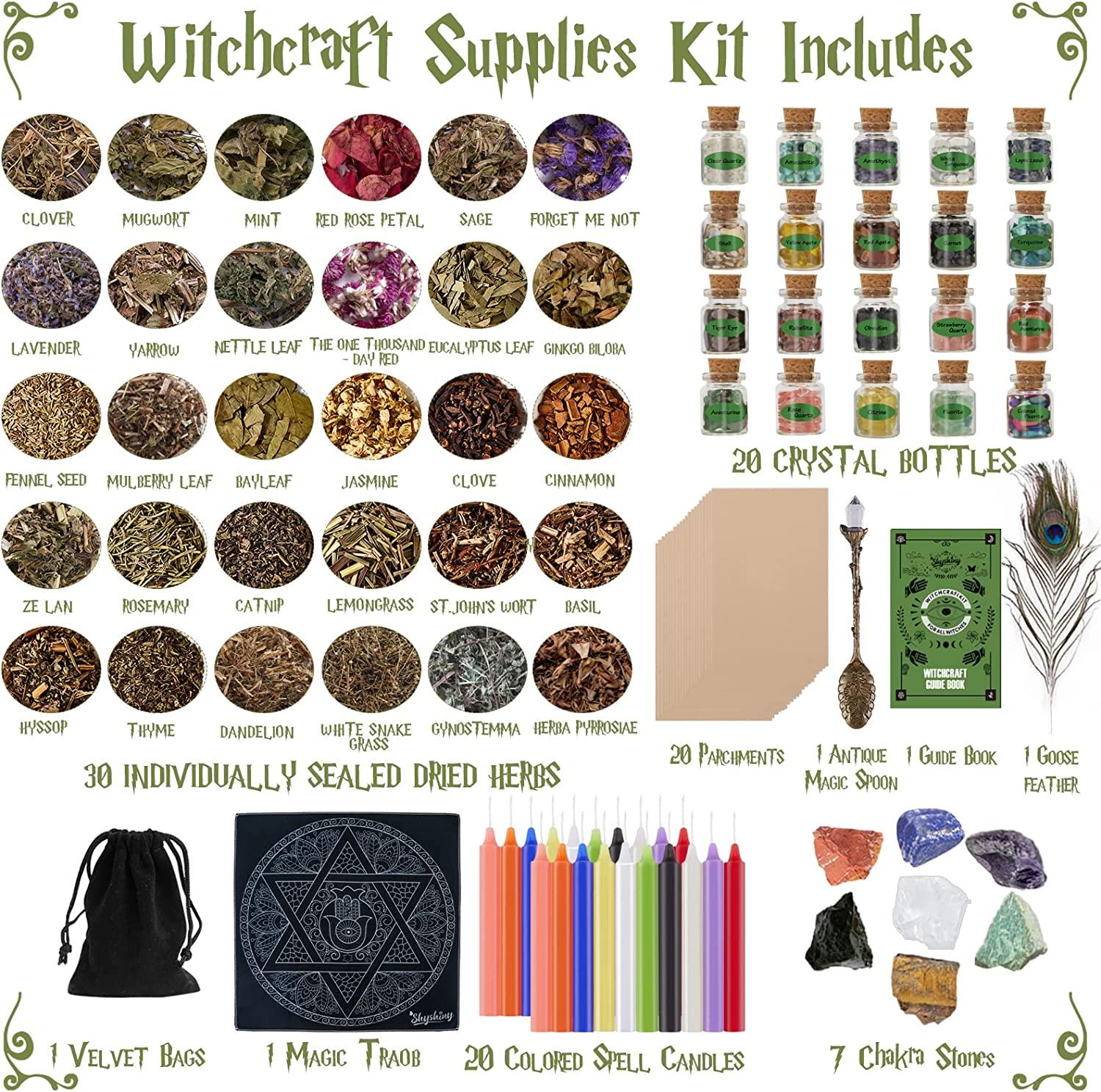HXXF Witchcraft Supplies Kit 110 PCS, Beginner Witchcraft Kit for