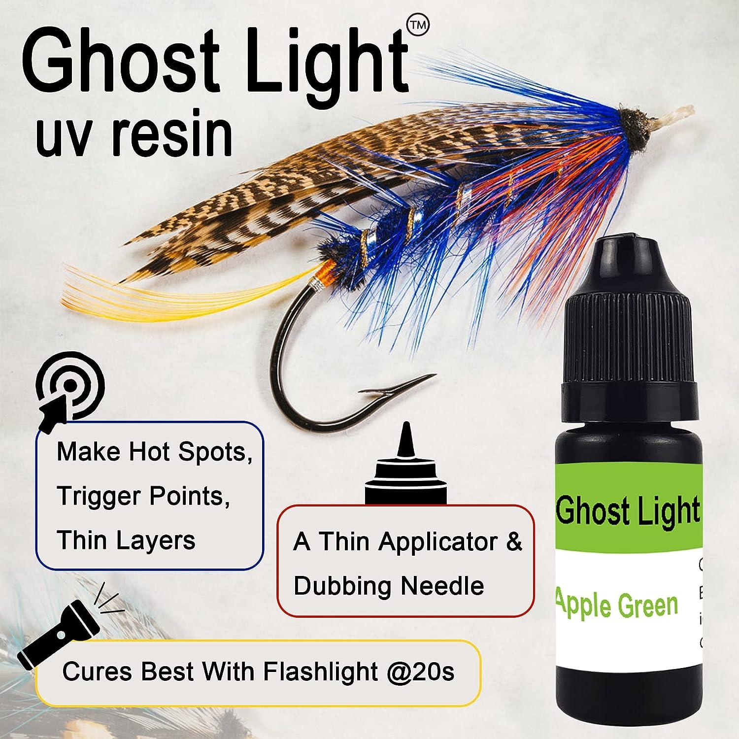 Ghost Light UV Resin 7 Glow in Dark Color Options Colors UV Resin Excellent  for Making Luminous Flies, Hot Spots, Trigger Points, Thin Layers  10ml/0.35oz x 4 Red+Orange+Pink+Apple Green
