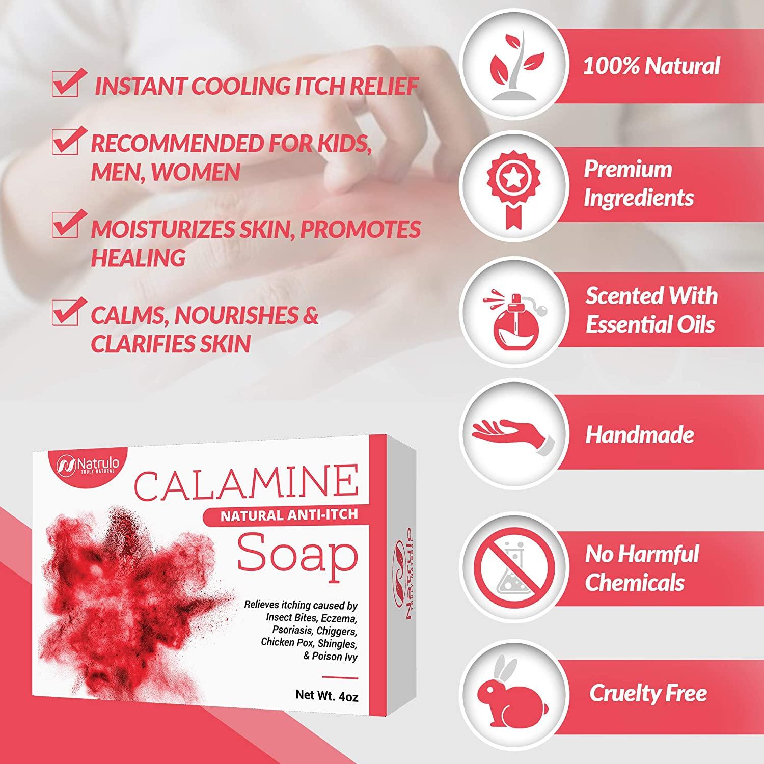 Calming Calamine Soap for Instant Itch Relief Ideal for Bug Bites, Eczema and Poison Ivy Rash