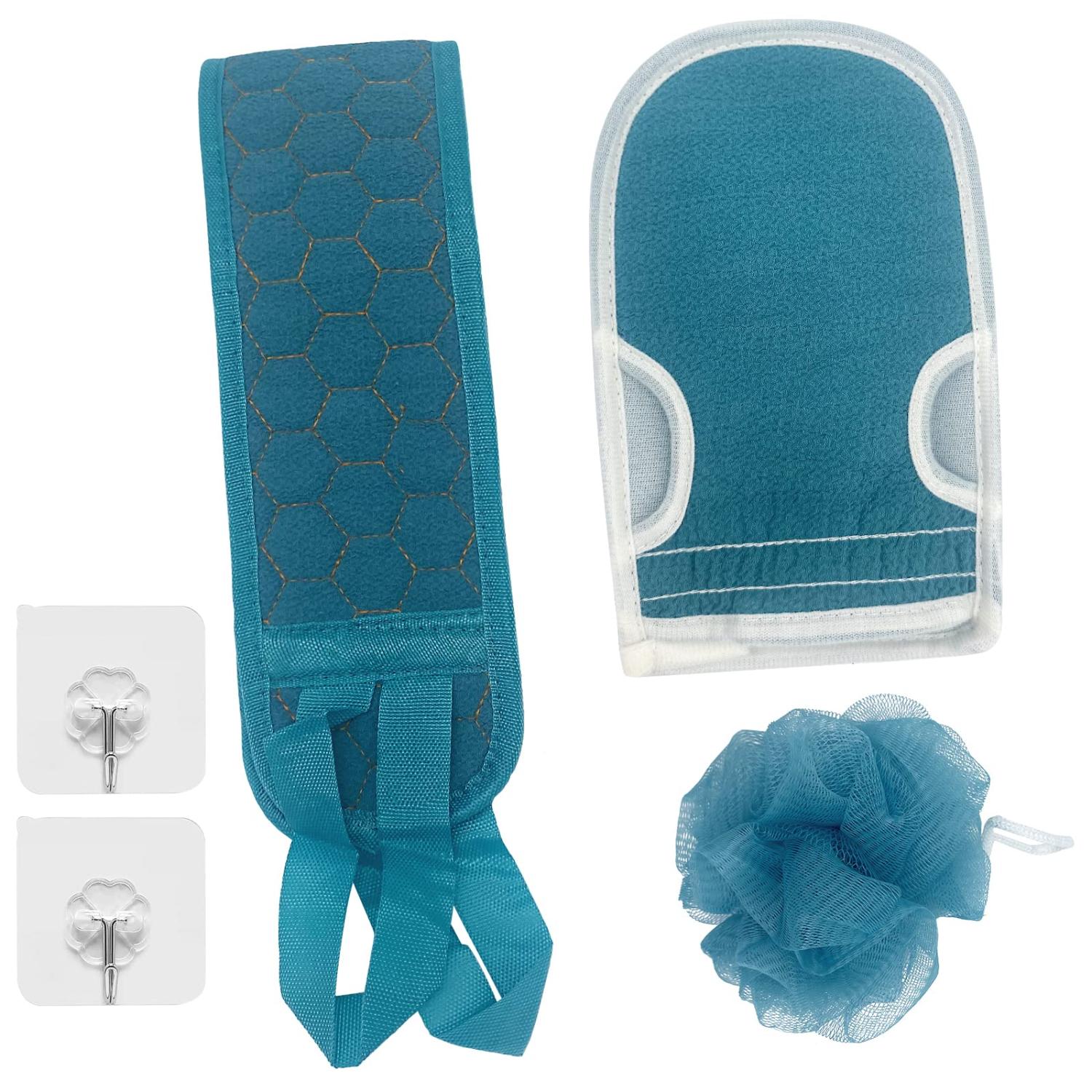Exfoliating Back Scrubber Exfoliating Glove and Bath Sponge Set for