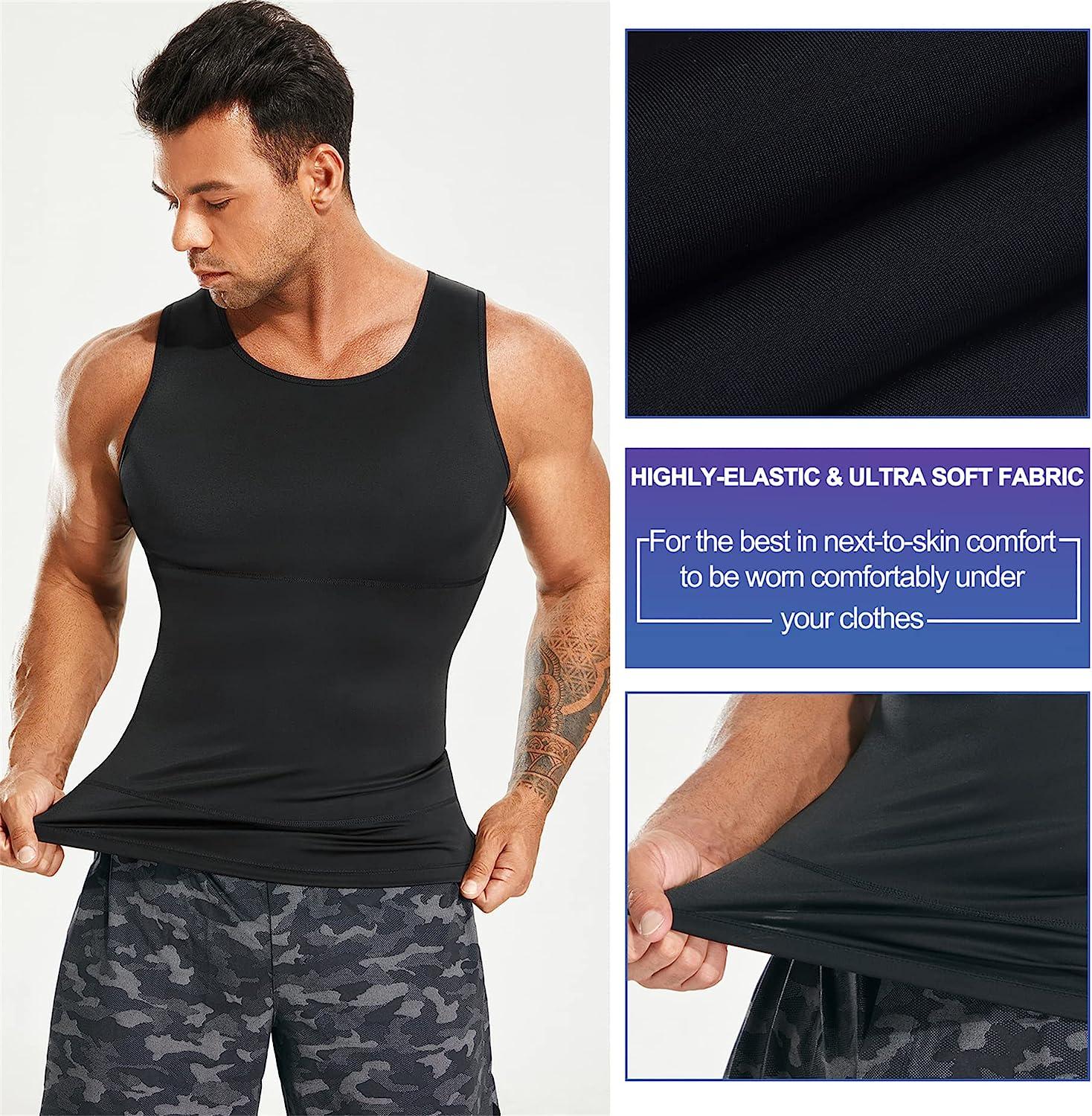 Men Compression Shirt Slimmer Body Shaper Vest Workout Tank Tops to Hide  Abdomen