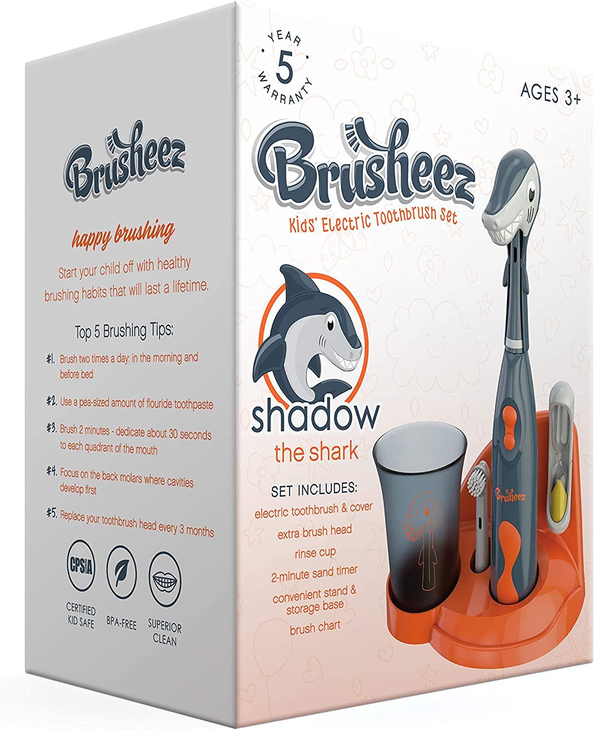 Brusheez® Kid's Electric Toothbrush Set Soft Bristles, EasyPress Power Button, Battery