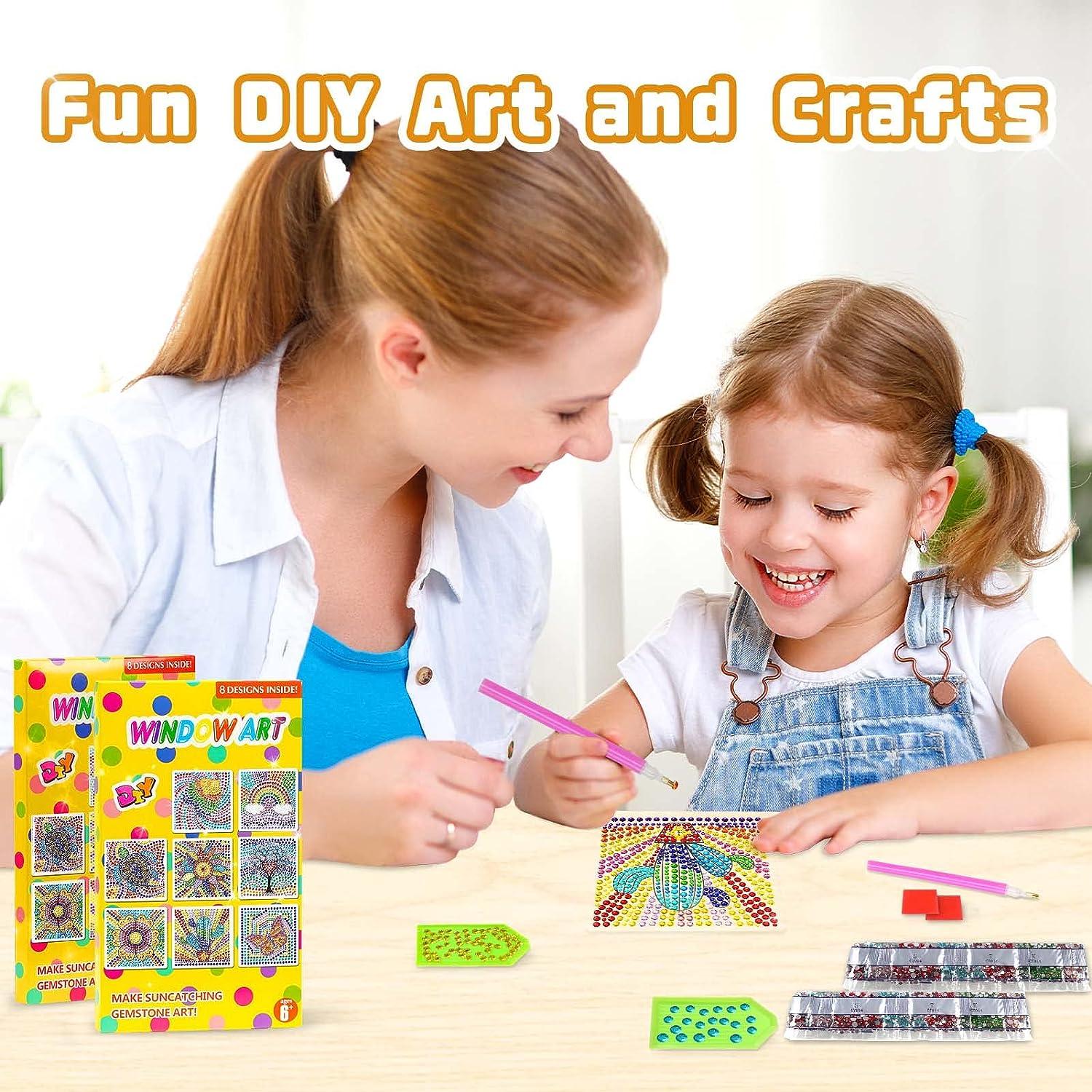 Sun Gemstone Kit for Kids, 4 Themes Window Gem Painting Art SunCatchers Kit  - DIY Diamond Painting Kits for Kids Age 6 +, Arts and Crafts for Kids Ages  8-12 - Best
