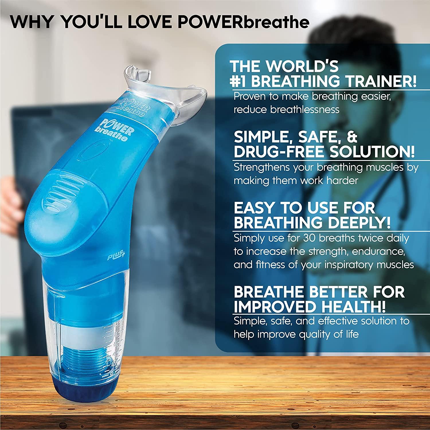 POWERbreathe - Breathing Exercise Device for Lungs, Breathing Trainer and  Therapy Tool to Strengthen Breathing Muscles and Help Lung Capacity,  Inspiratory Muscle Trainer - Blue, Medium Resistance