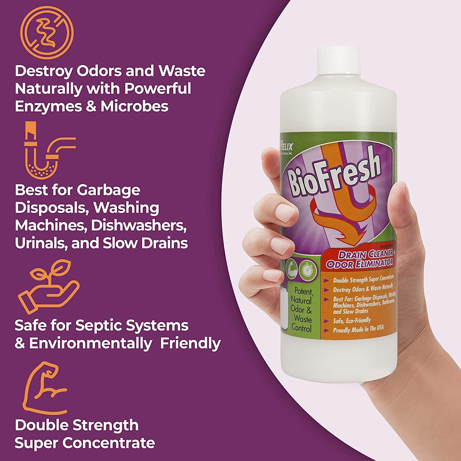 BioFresh Enzyme Drain Cleaner & Odor Eliminator. Deodorizes and