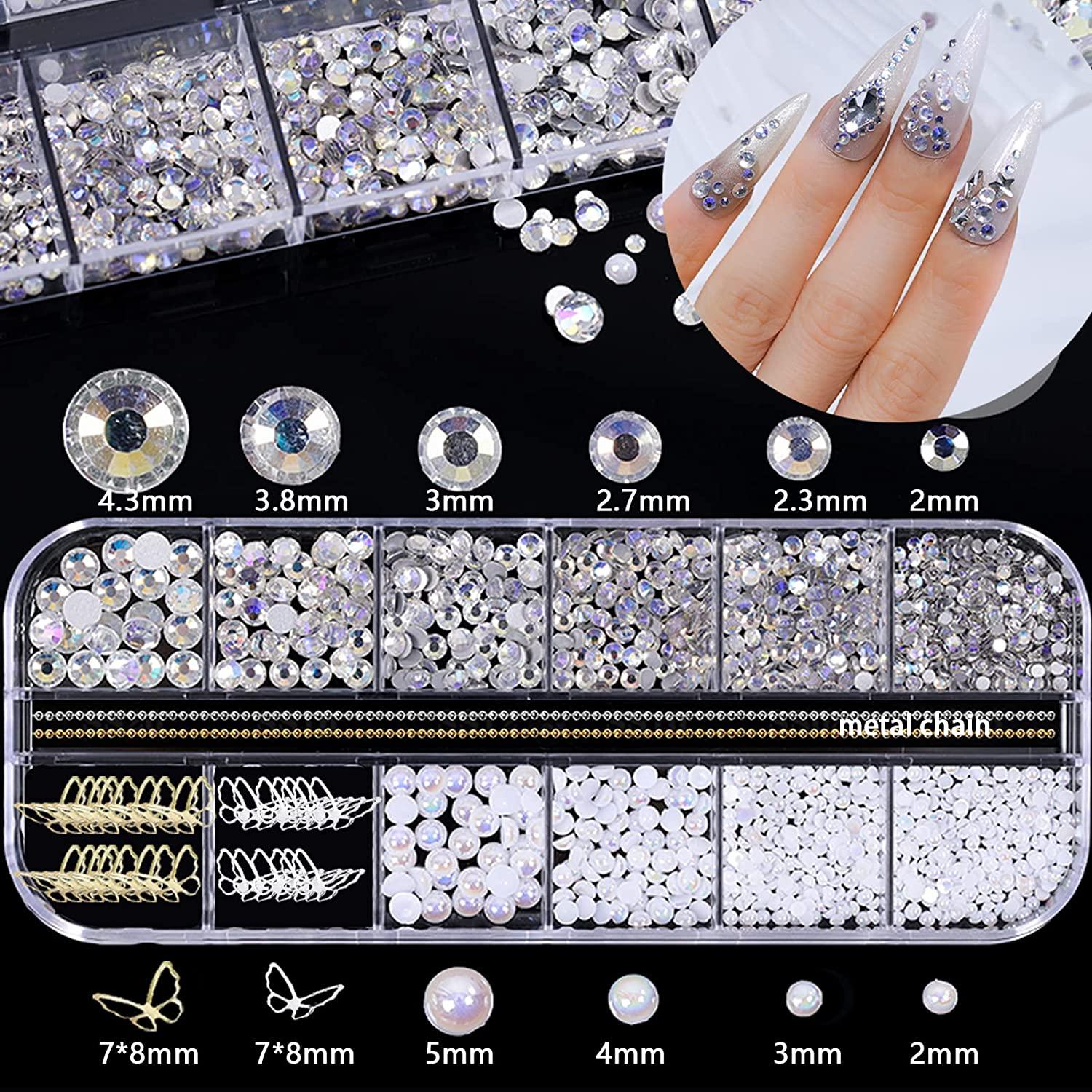 3D Acrylic Butterfly & White Flowers Nail Charms | Crystal 3D Acrylic Butterfly & White Flowers Nail Charms | Crystal