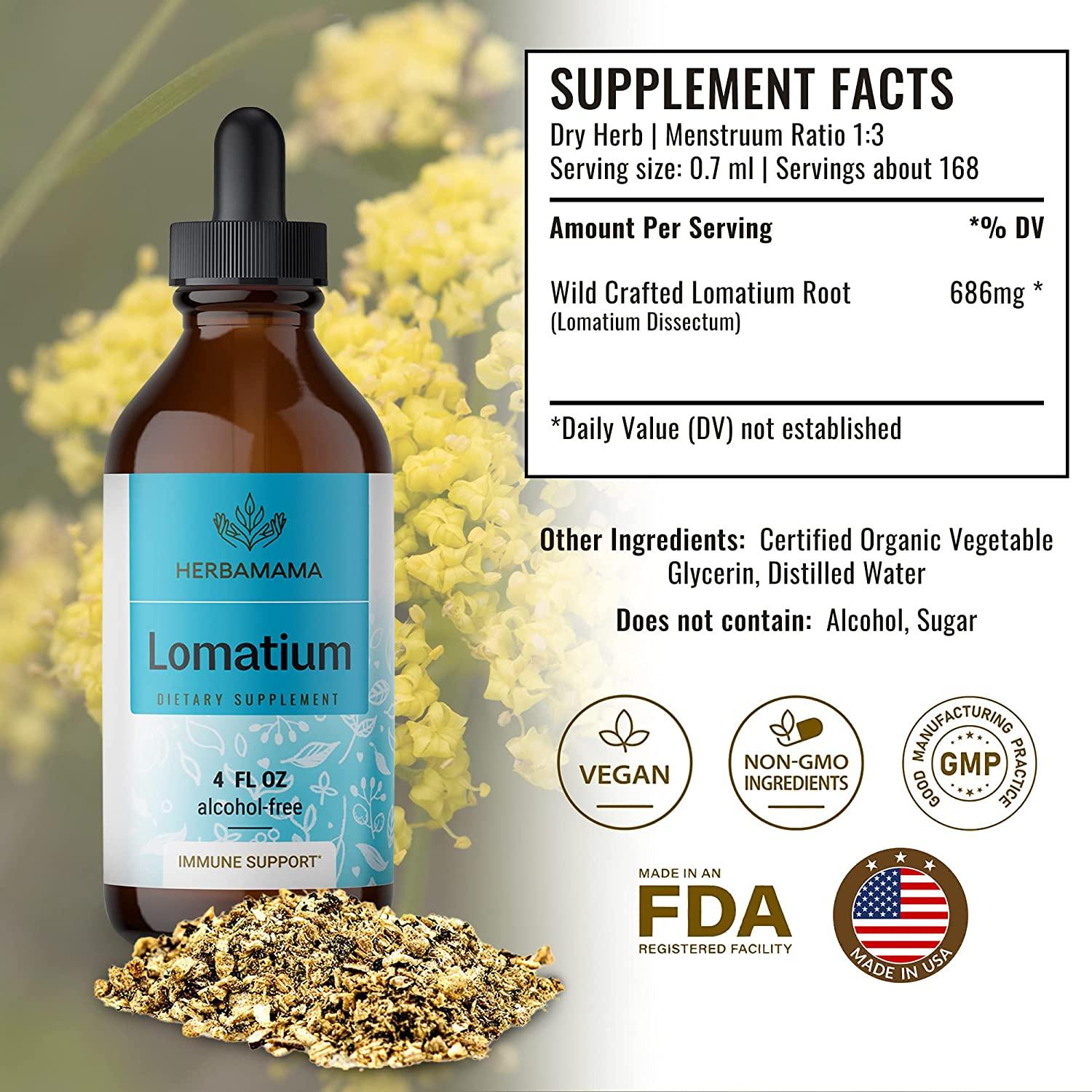 HERBAMAMA Lomatium Liquid Extract Organic Desert Parsley Tincture to