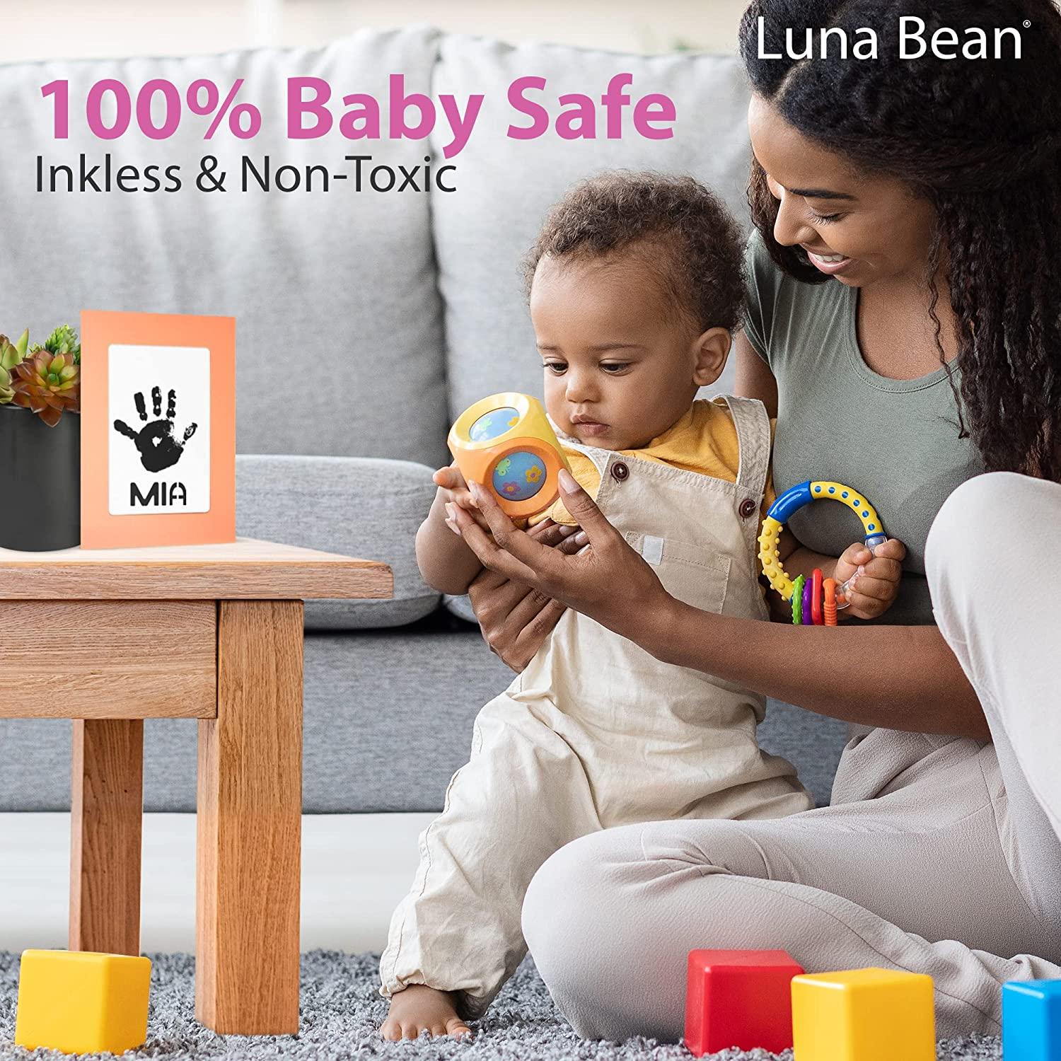 Luna Bean Baby Hand and Footprint Kit - Non-Toxic Baby Keepsake Inkless Hand and Footprint Kit -13 Piece Baby Footprint Kit Clean Touch Ink Pad for