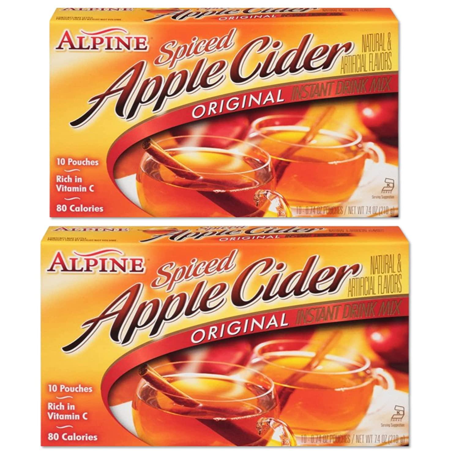 Alpine Spiced Apple Cider Drink Mix Bundle 2 Boxes, 10 Packets Each