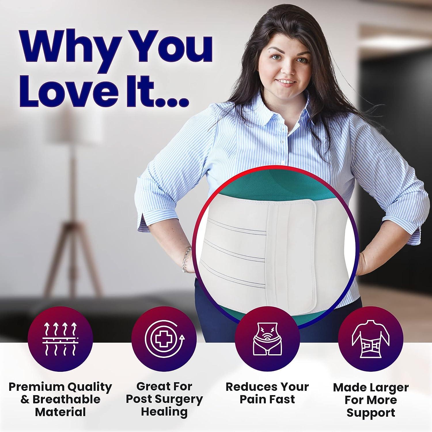 Abdominal Binder Post Surgery for Women or Men 12" Wide Stomach