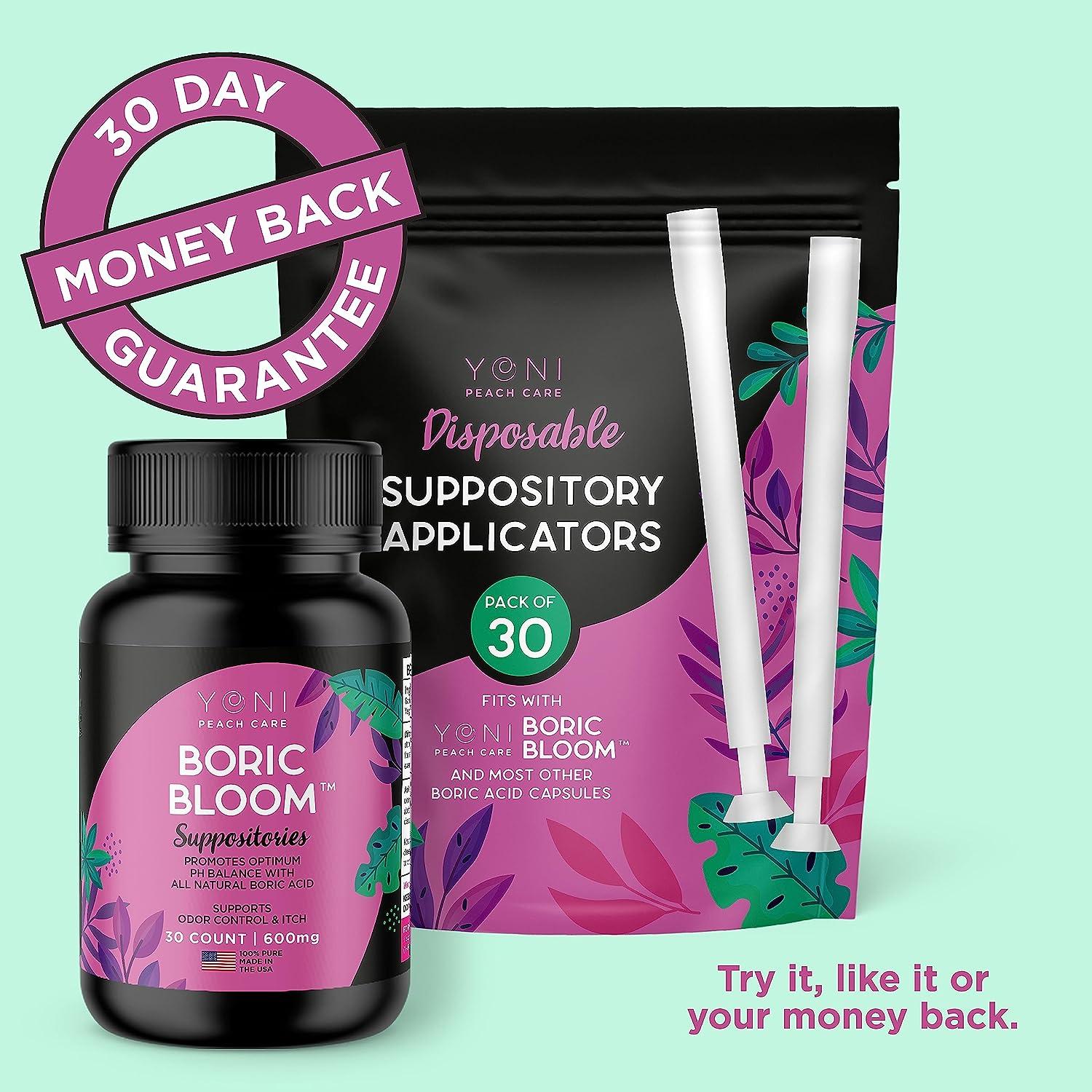 Boric Acid Suppositories and Suppository Applicator Bundle 30