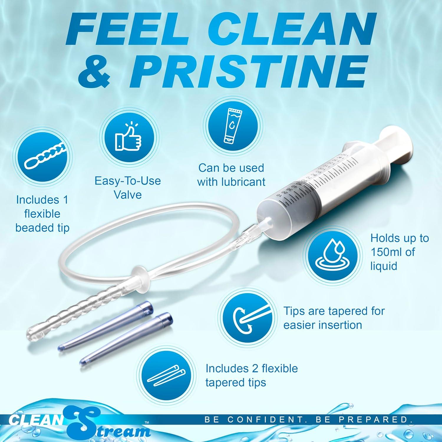 CLEANSTREAM 150mL Syringe Kit - Fluid Syringe with 3 Tapered Tips & Silicone Tube for Beginners Men Women & Couples - 5 Pieces Clear - International Shipping Available | Buy Now with Express International Delivery | GoSupps.com CLEANSTREAM 150mL Syringe Kit - Fluid Syringe with 3 Tapered Tips & Silicone Tube for Beginners Men Women & Couples - 5 Pieces Clear - International Shipping Available | Buy Now with Express International Delivery | GoSupps.com