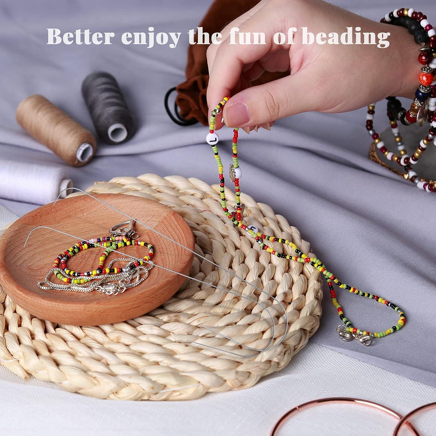 Juinte 6 Sizes Large Eye Curved Beading Needles, Stainless Bead Needle for  Bead Spinner, Bead Spinner Needles for Waist Beads Bracelet Necklace Making