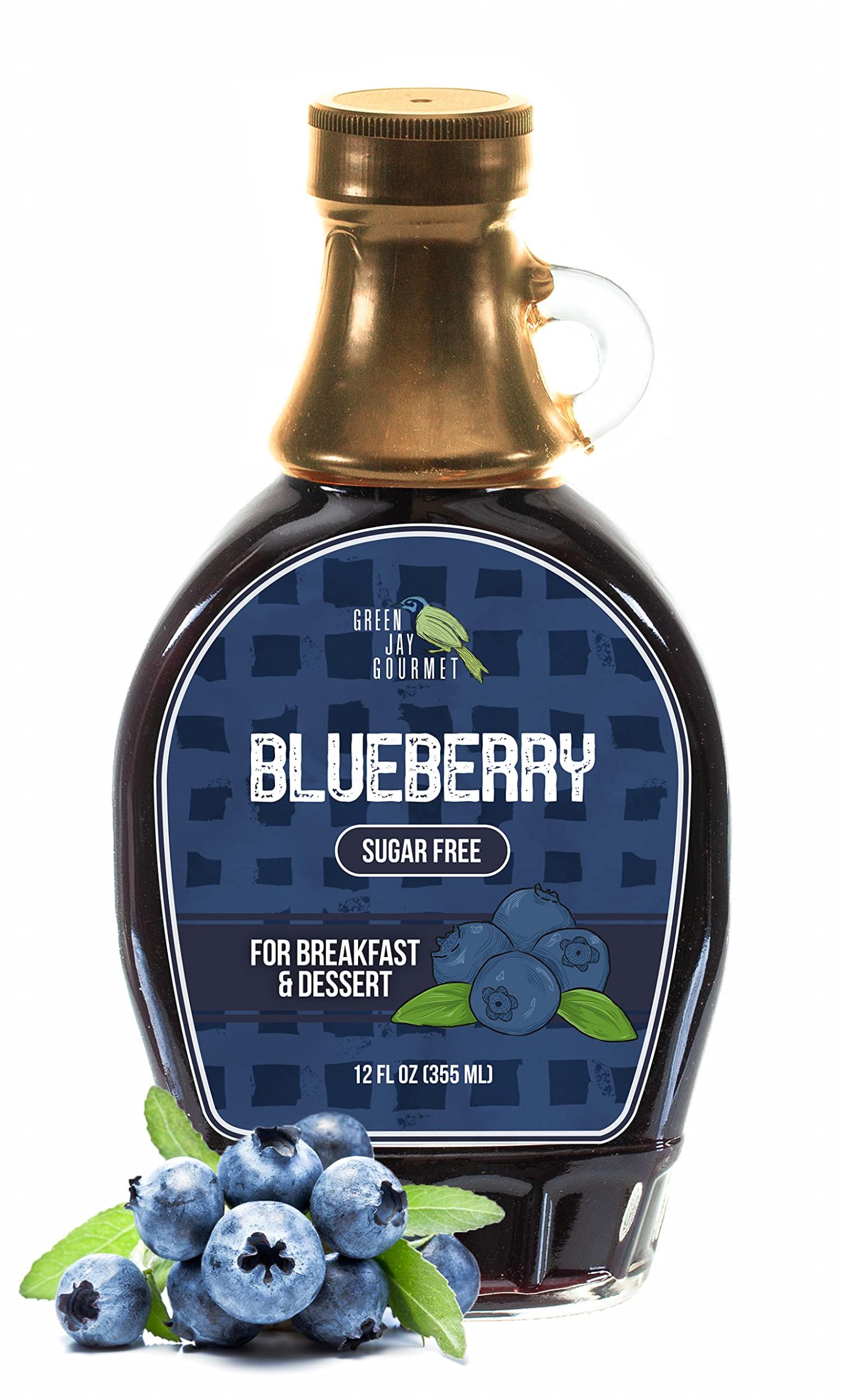 Green Jay Gourmet Sugar Free Blueberry Syrup AllNatural NonGMO Breakfast Syrup with Fresh