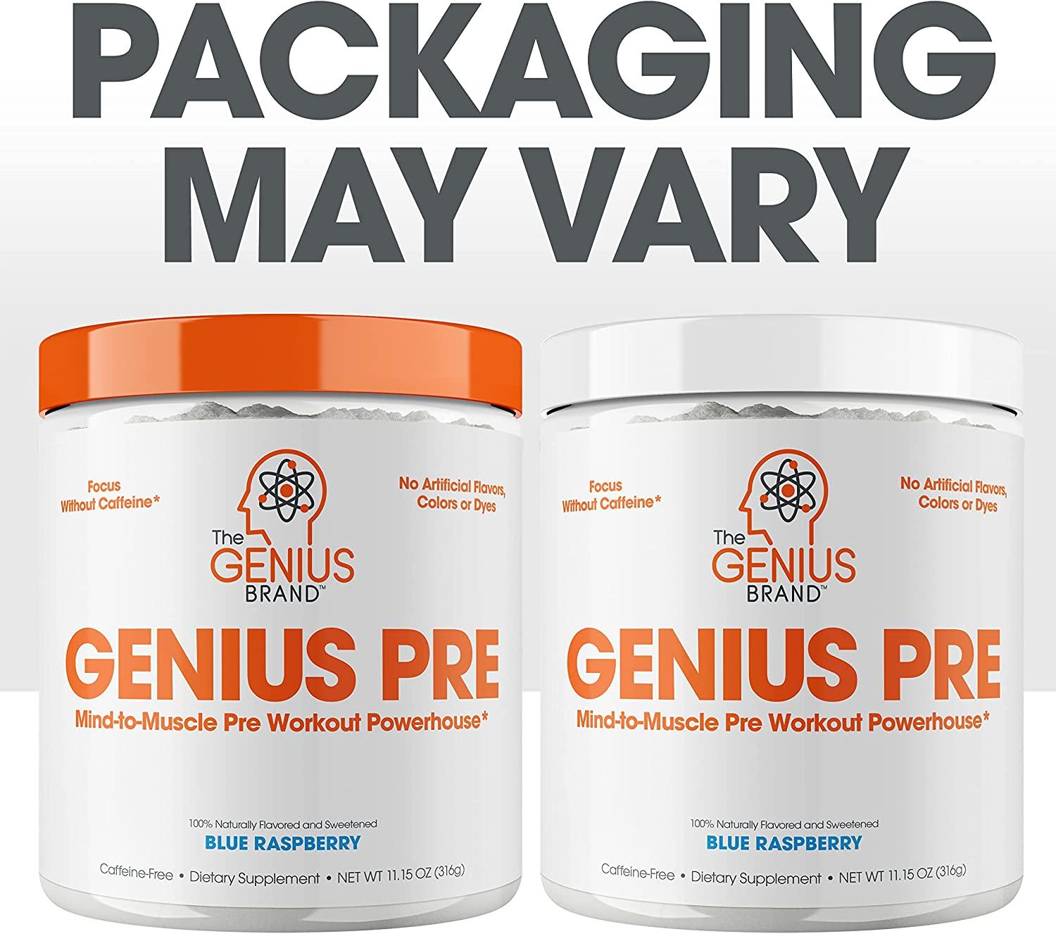 Genius Pre Workout CaffeineFree Blue Raspberry 20 Servings