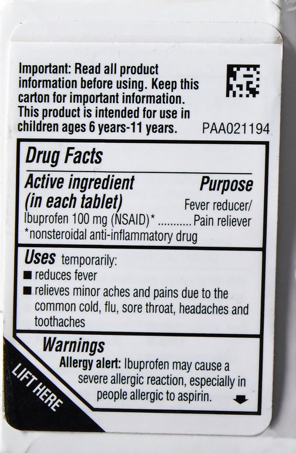 Advil Junior Strength 24 Chewable Tablets Kids Pain Reliever