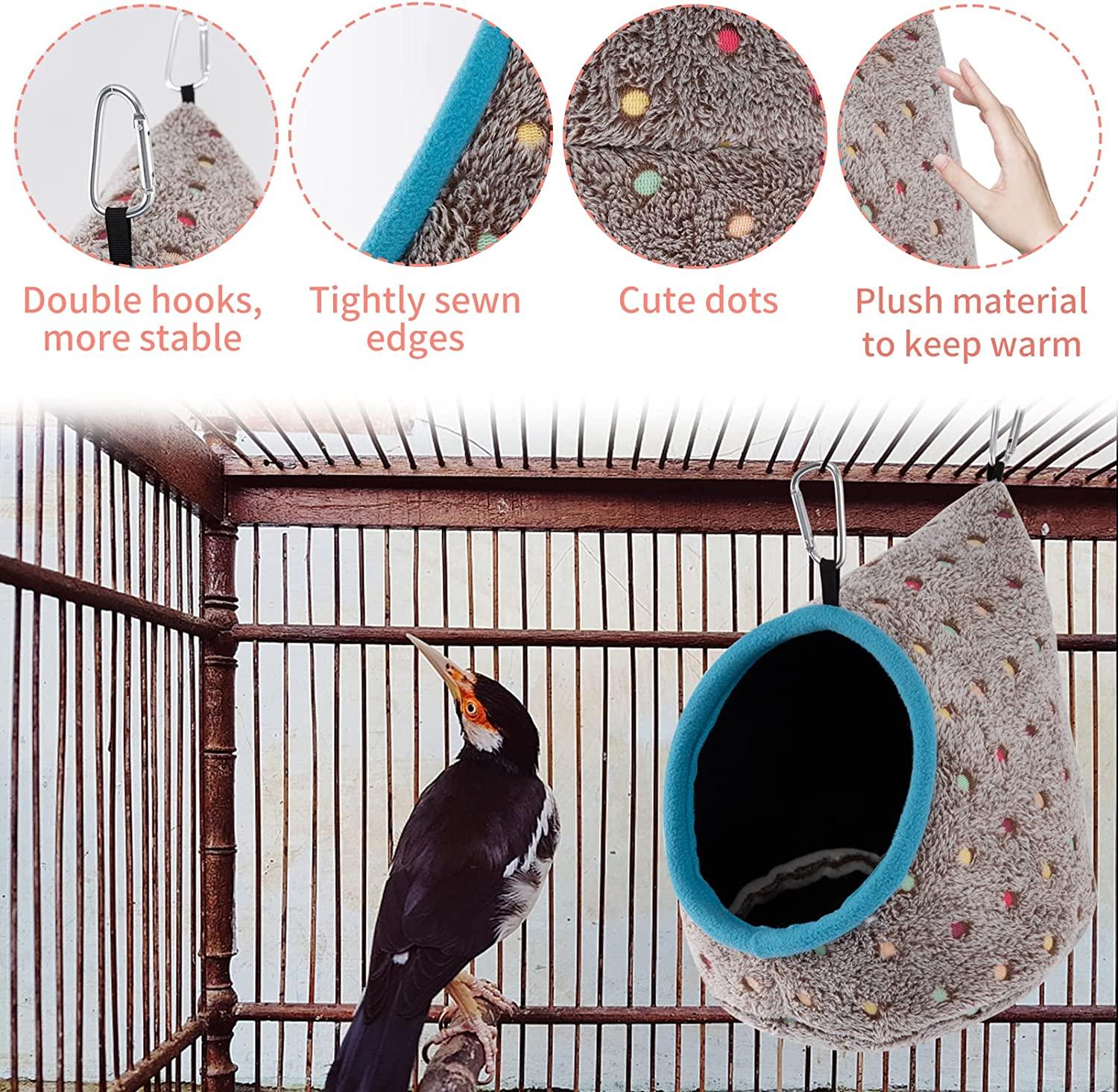 MEWTOGO Winter Warm Bird Nest, Bird Bed for Cage with Fixable Opening