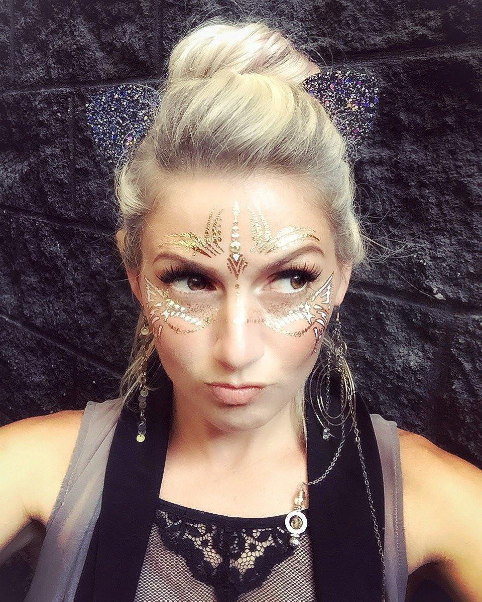  Gold Temporary Tattoos by Golden Ratio Tats, Festival Face  Paint, Gold and White Masquerade Tattoos (CirquiTree Mask) : Electronics