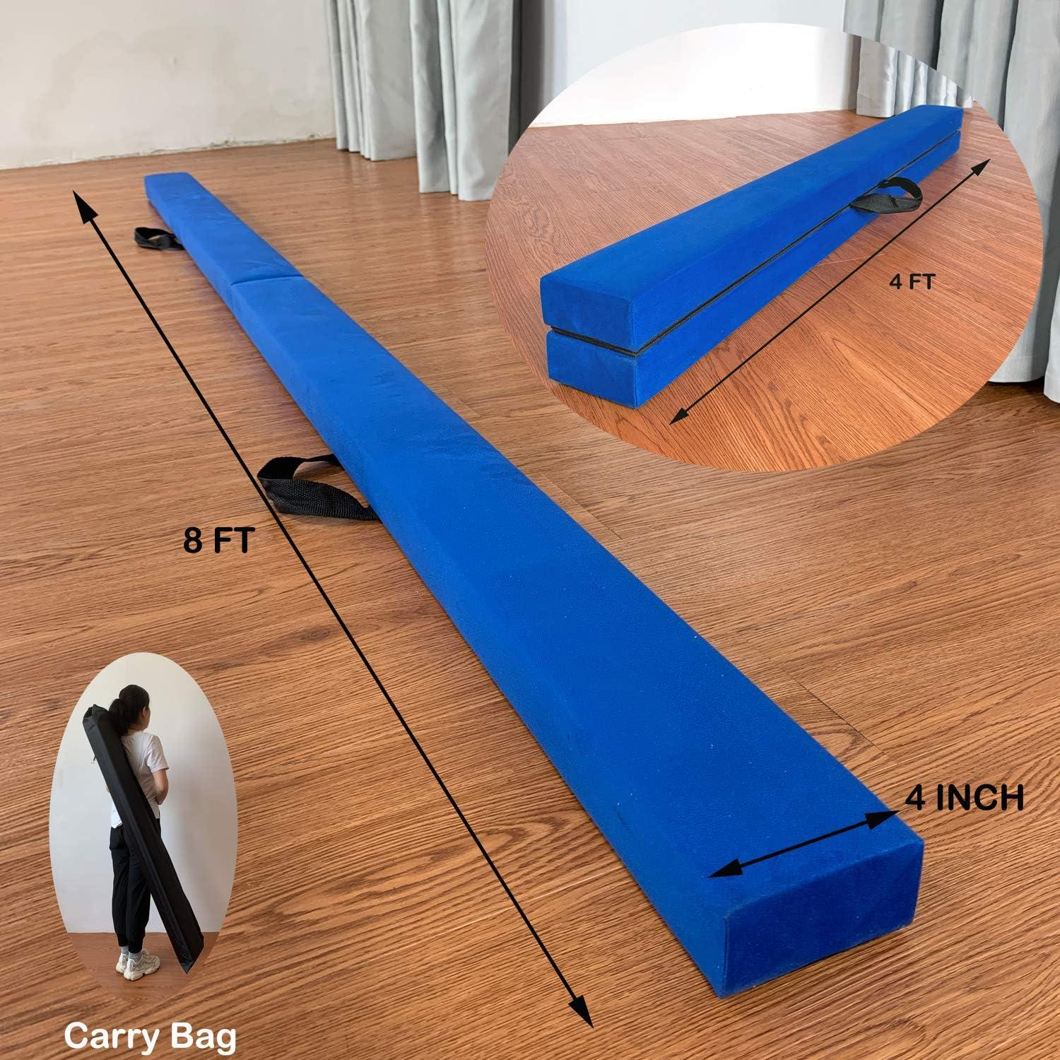 MARFULA 8 Ft Folding Wood Gymnastic Balance Beam Blue For Kids