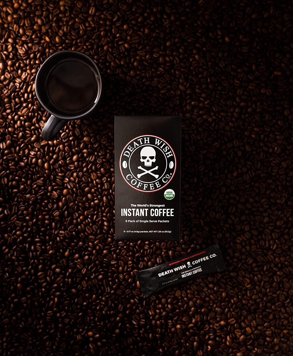 Death Wish Coffee Instant Coffee Dark Roast, 8 Single Serve Packets